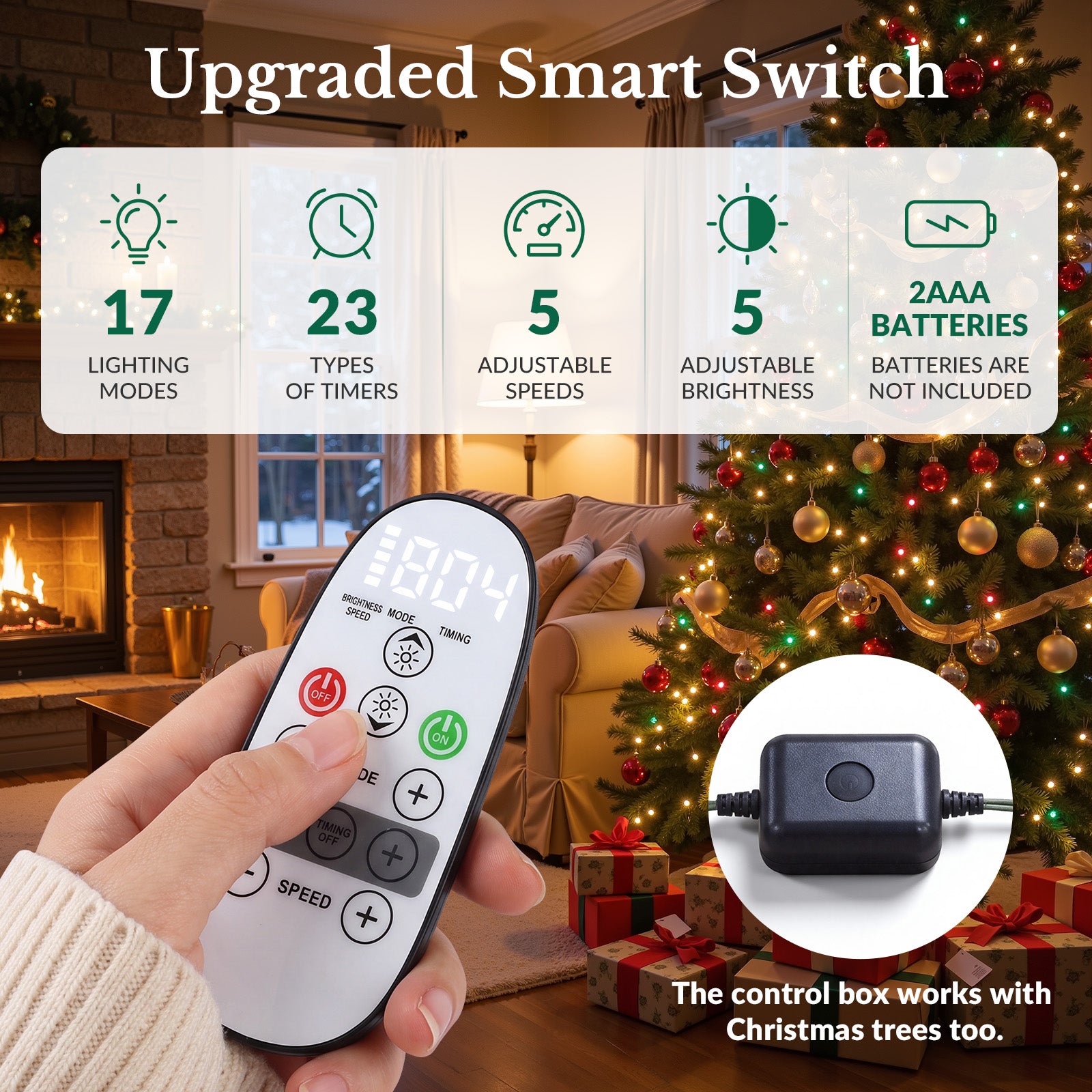 Pre-lit Carolina Pine Artificial Christmas Trees with 2 in 1 Multi-Color LED Lights and Remote