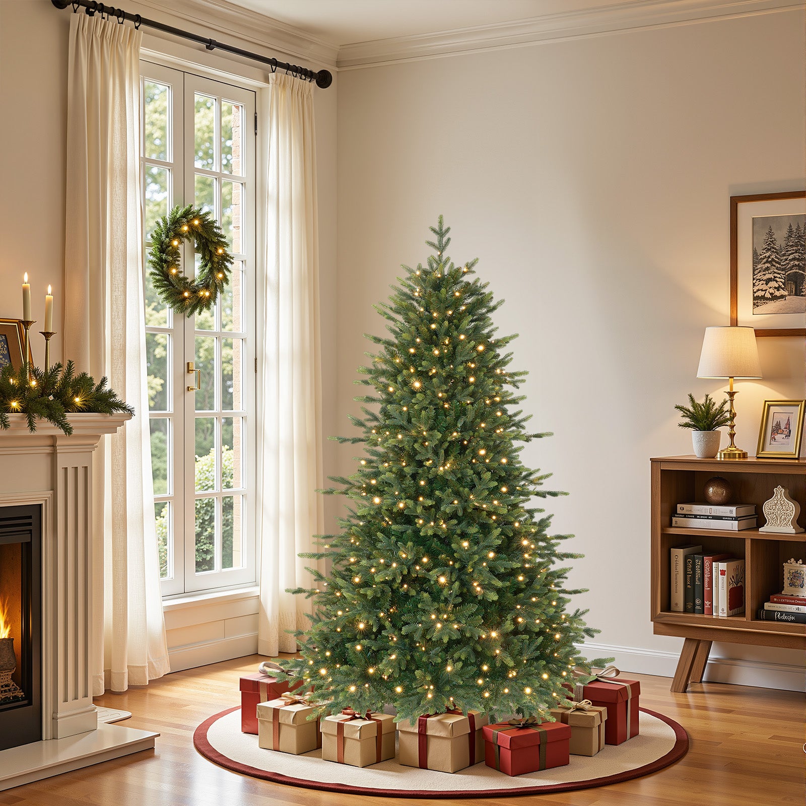 5ft Twinkling Balsam Fir Pre-Lit Artificial Christmas Tree, 1792 Branch Tips & 250 LED Lights, 17 Mode with Remote