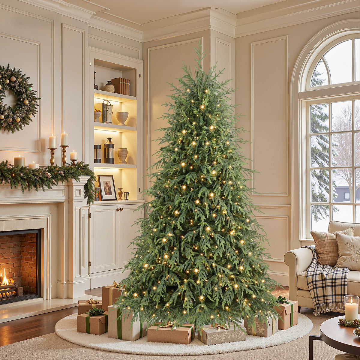 6ft Norfolk Pine Christmas Trees with 17 Modes Multi-Color Lights