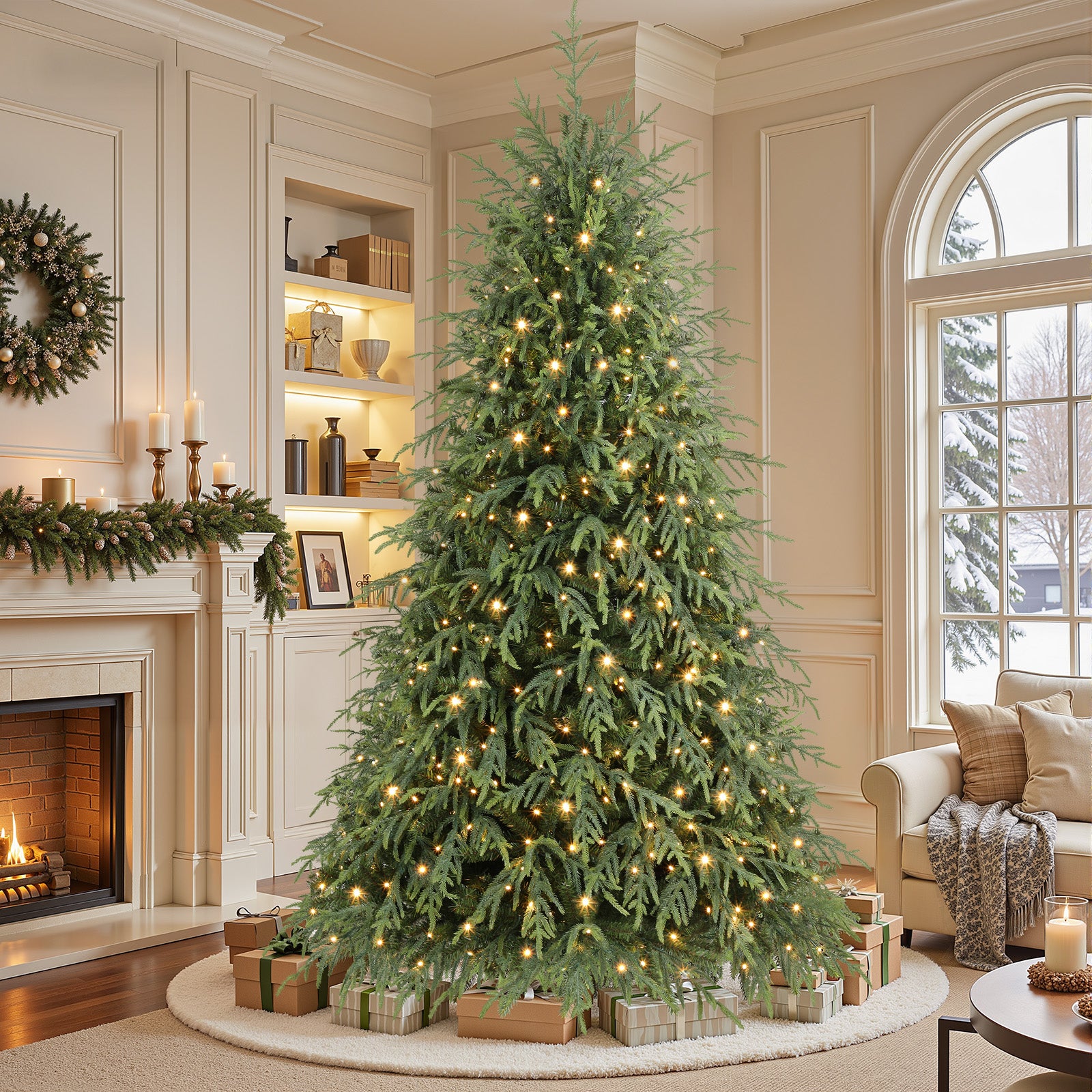 7.5ft Norfolk Pine Christmas Trees with 17 Modes Multi-Color Lights
