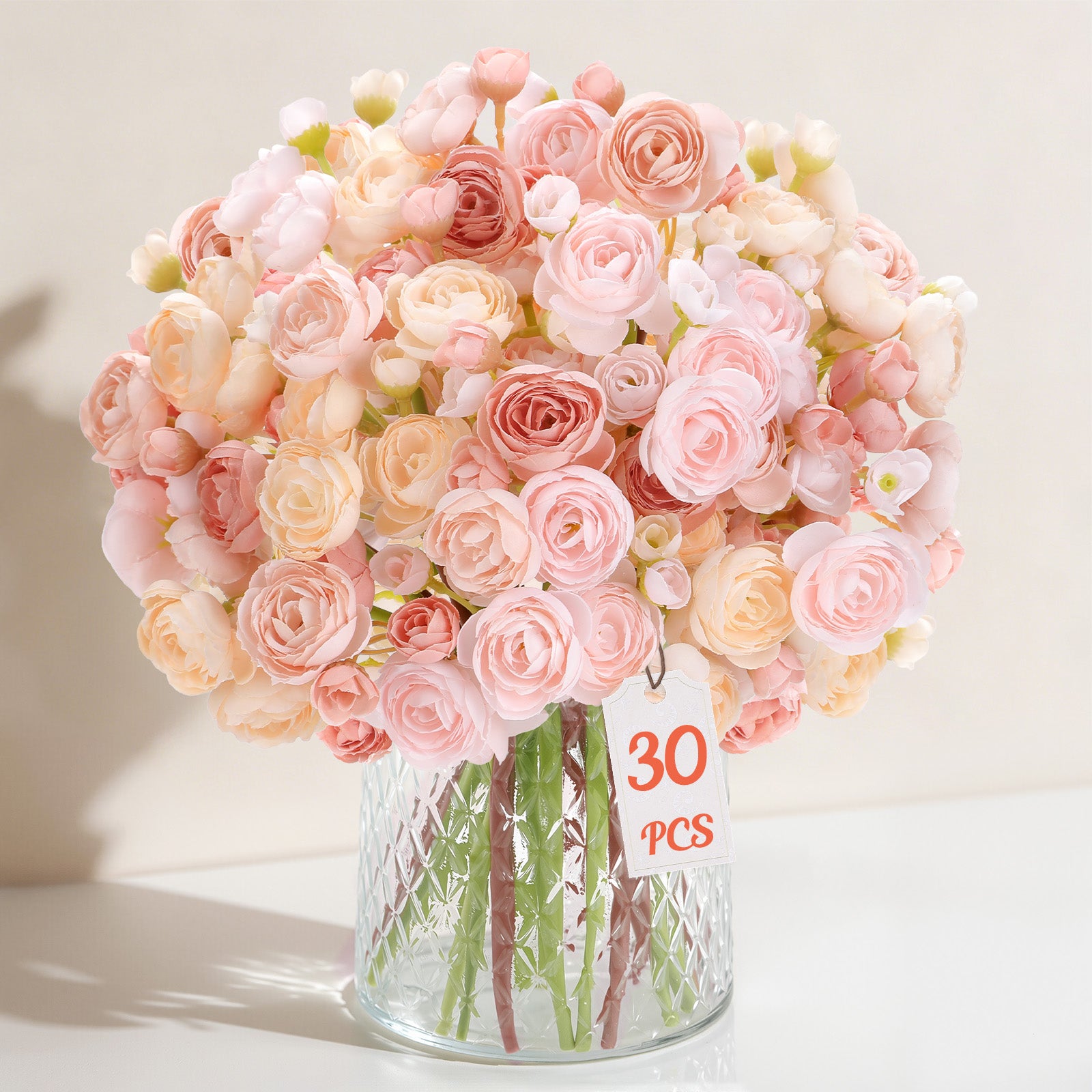 30Pcs Ranunculus Artificial Flowers Faux Silk Mini Ranunculus