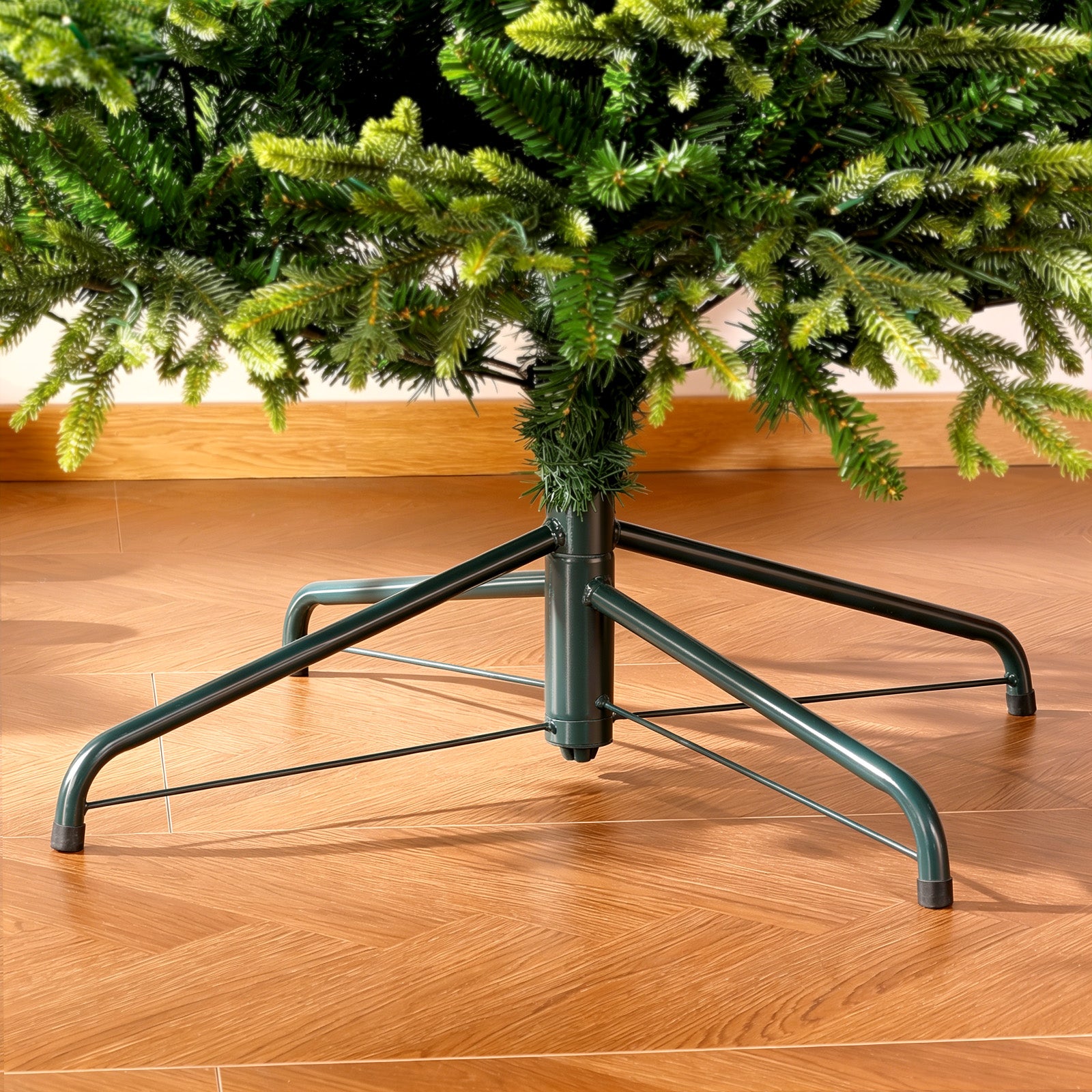 7.5FT Artificial Balsam Fir Christmas Tree by SHareconn with lifelike PE needles and dual color lights, decorated for the holidays