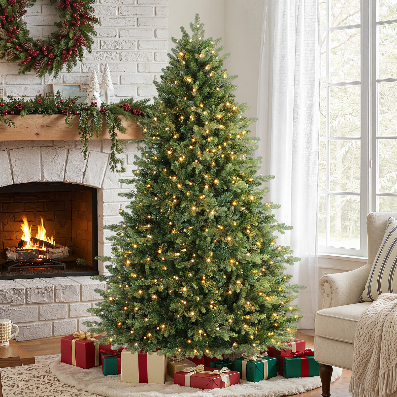 6ft Fraser Fir Artificial Christmas Tree with Multi-Color Lights