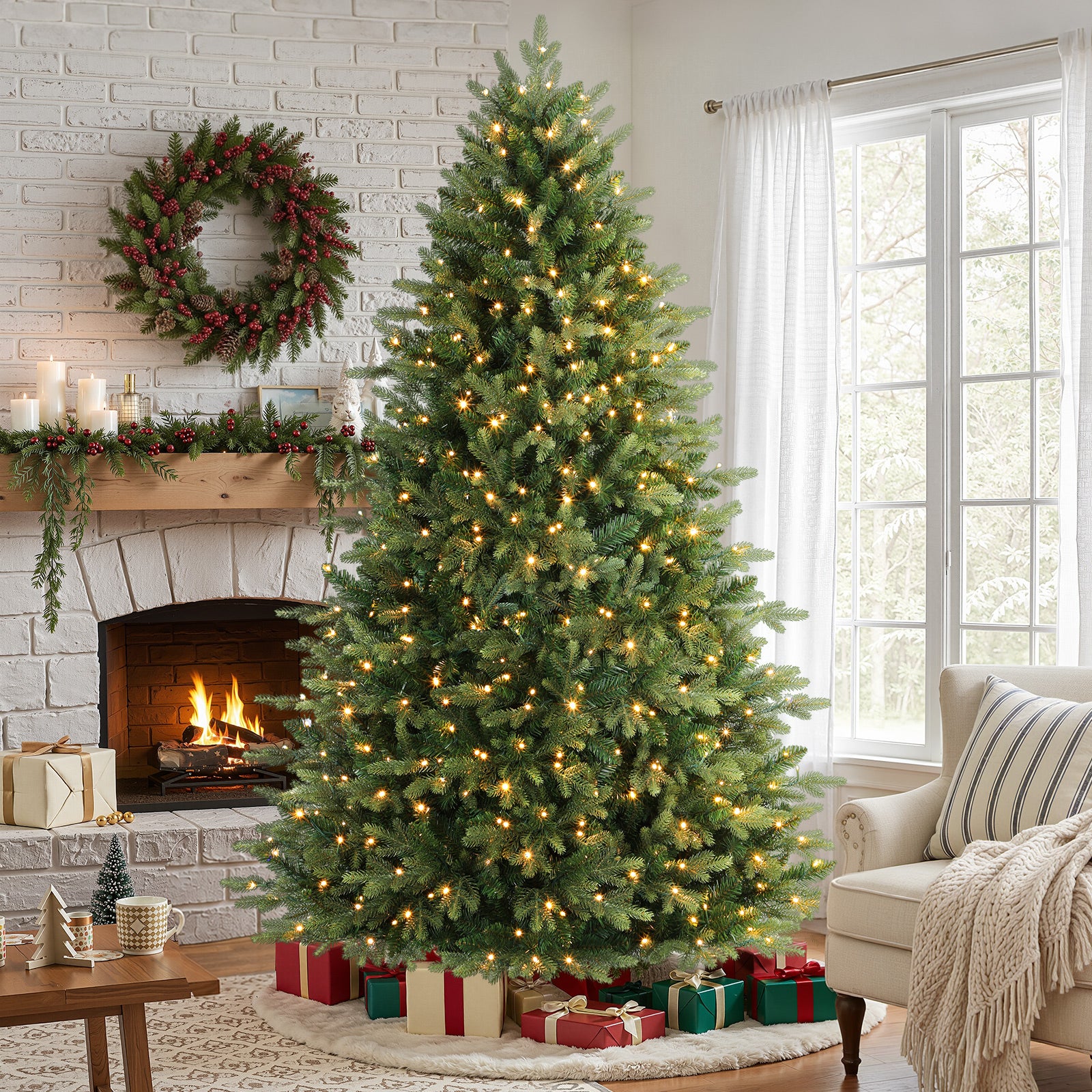 7.5ft Fraser Fir Artificial Christmas Tree with Multi-Color Lights