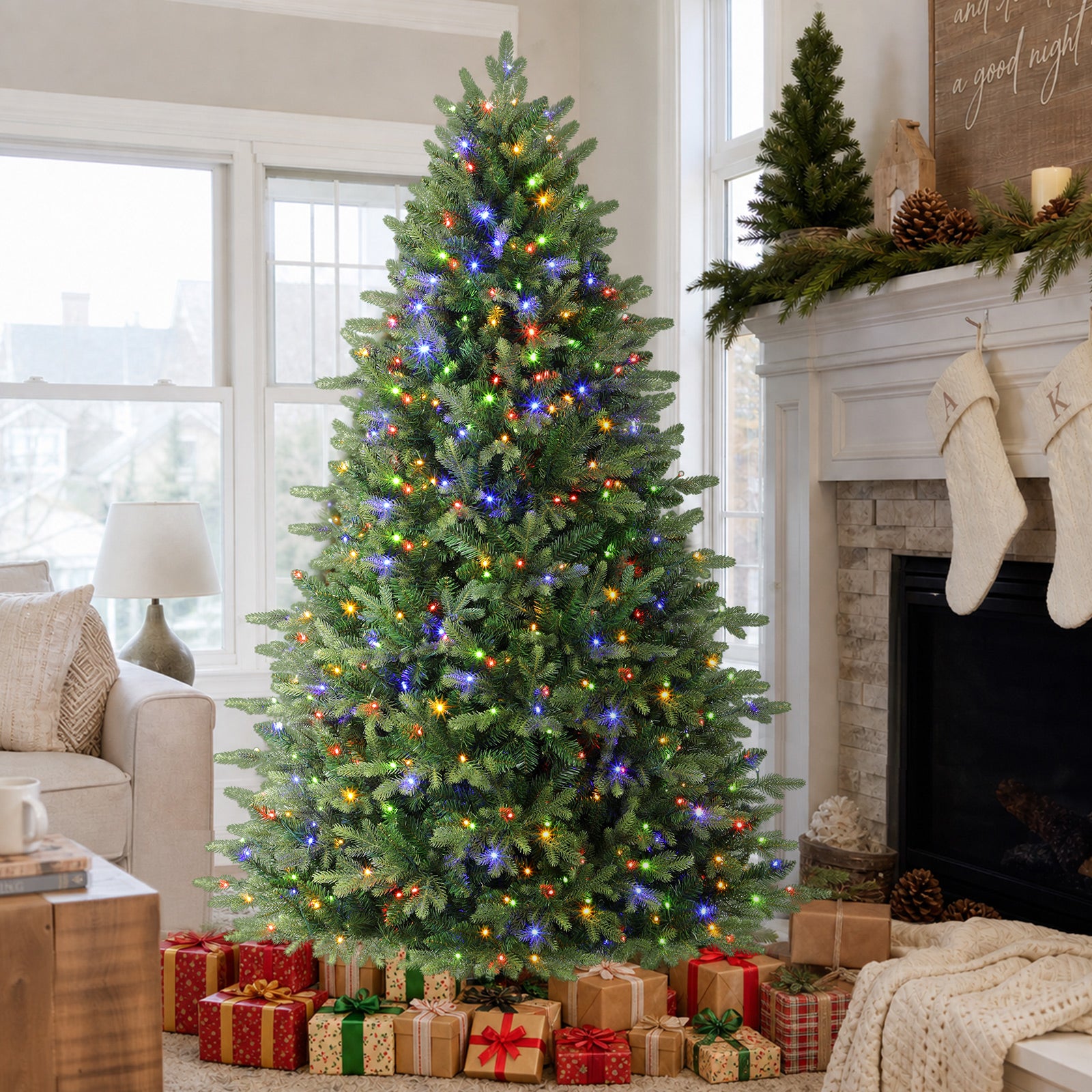 6ft Fraser Fir Artificial Christmas Tree with Multi-Color Lights