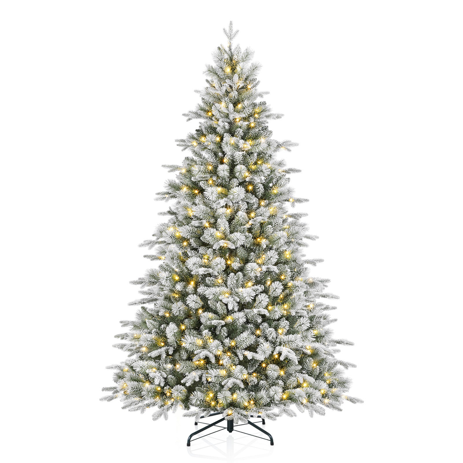 7.5ft Premium Flocked Princess Pine Christmas Tree - 500 Pre-Lit Clear Twinkle Lights & 3338 Lifelike Tips