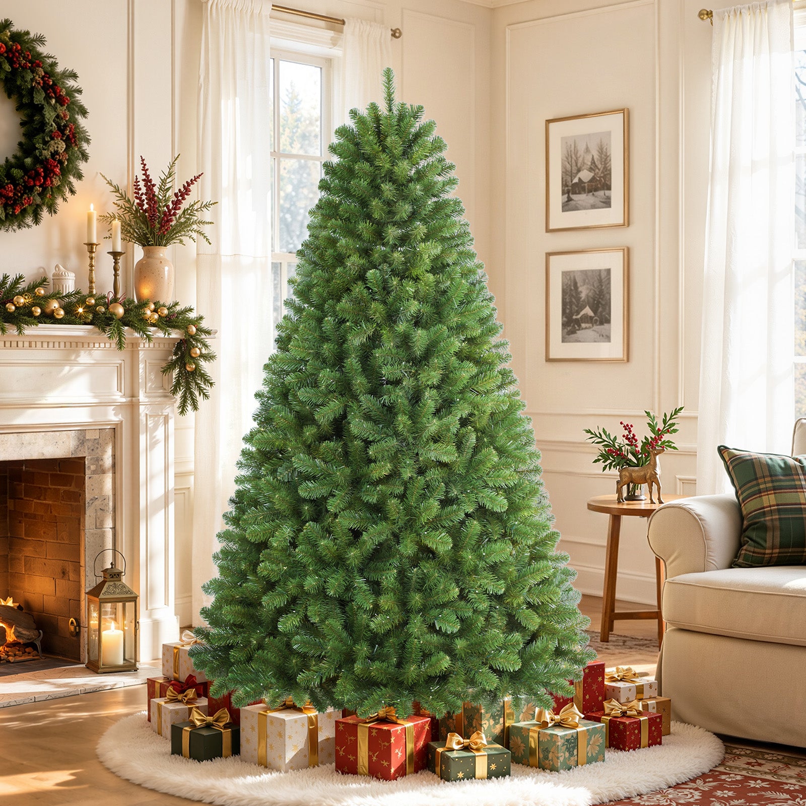 8ft Prelit 450 Warm White Lights Artificial Christmas Tree