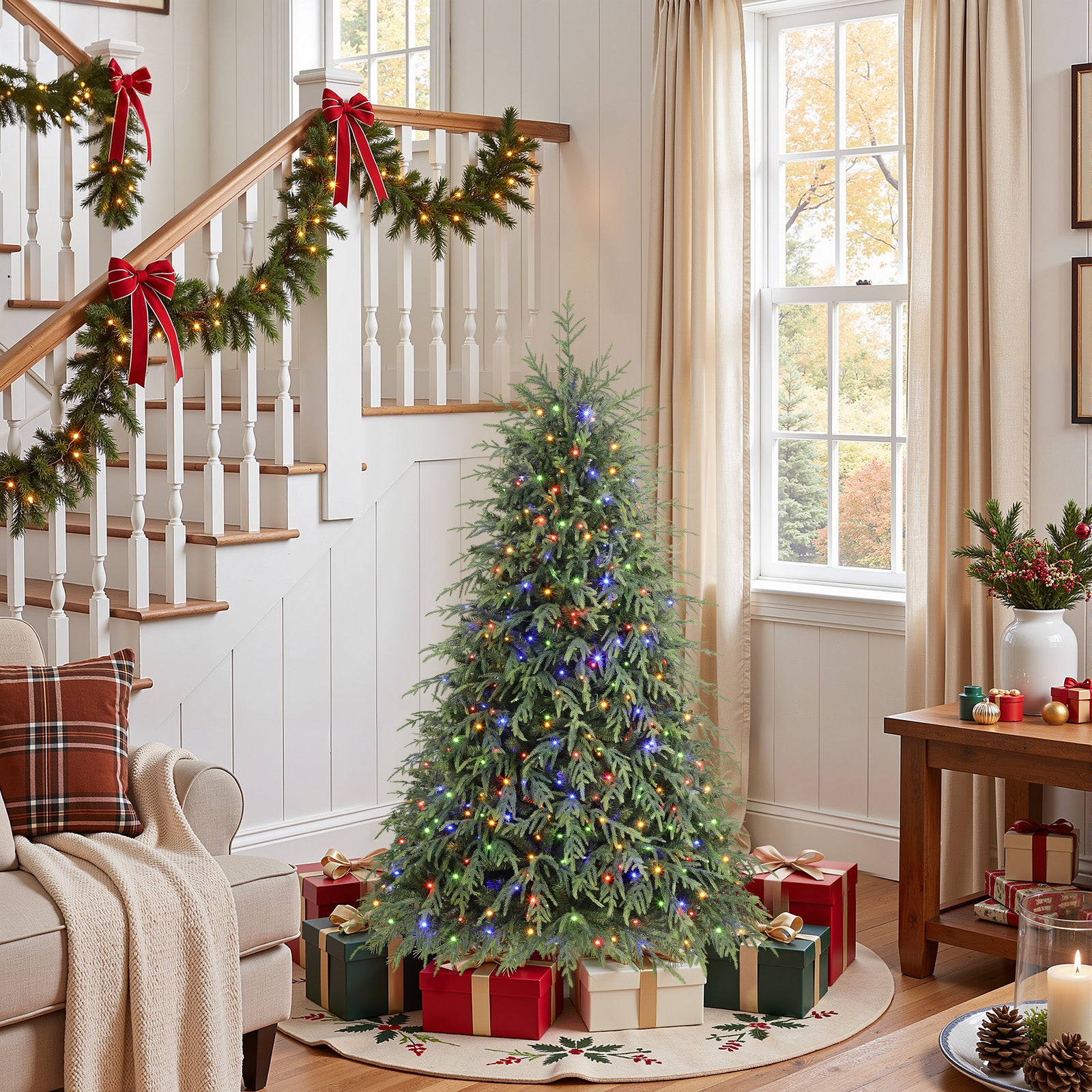 5ft Norfolk Pine Christmas Trees with 17 Modes Multi-Color Lights