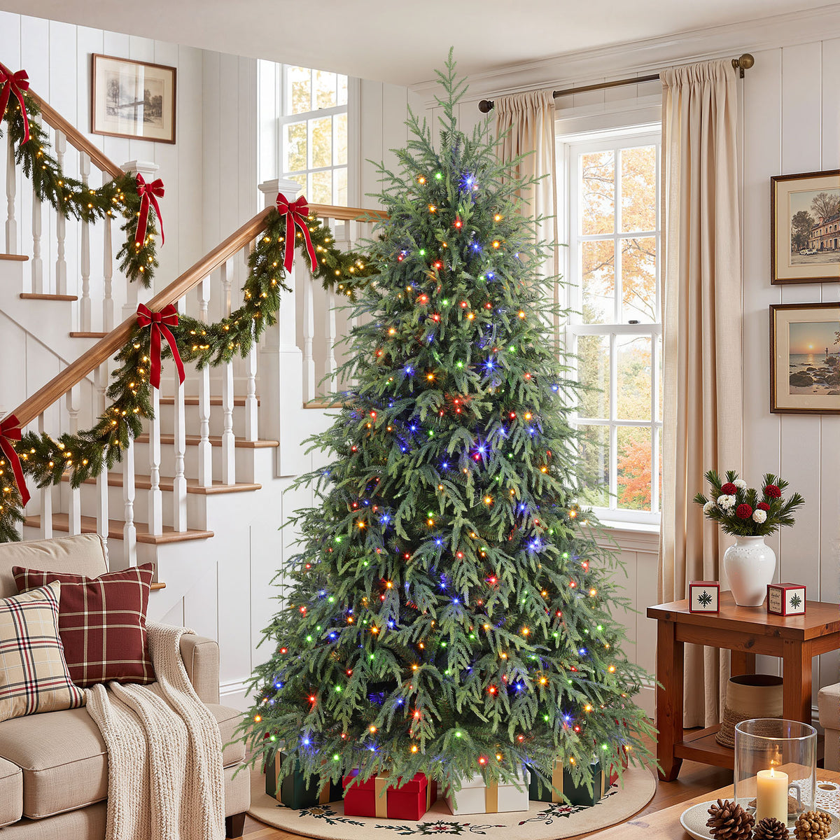 Norfolk Pine Christmas Trees with 17 Modes Multi-Color Lights