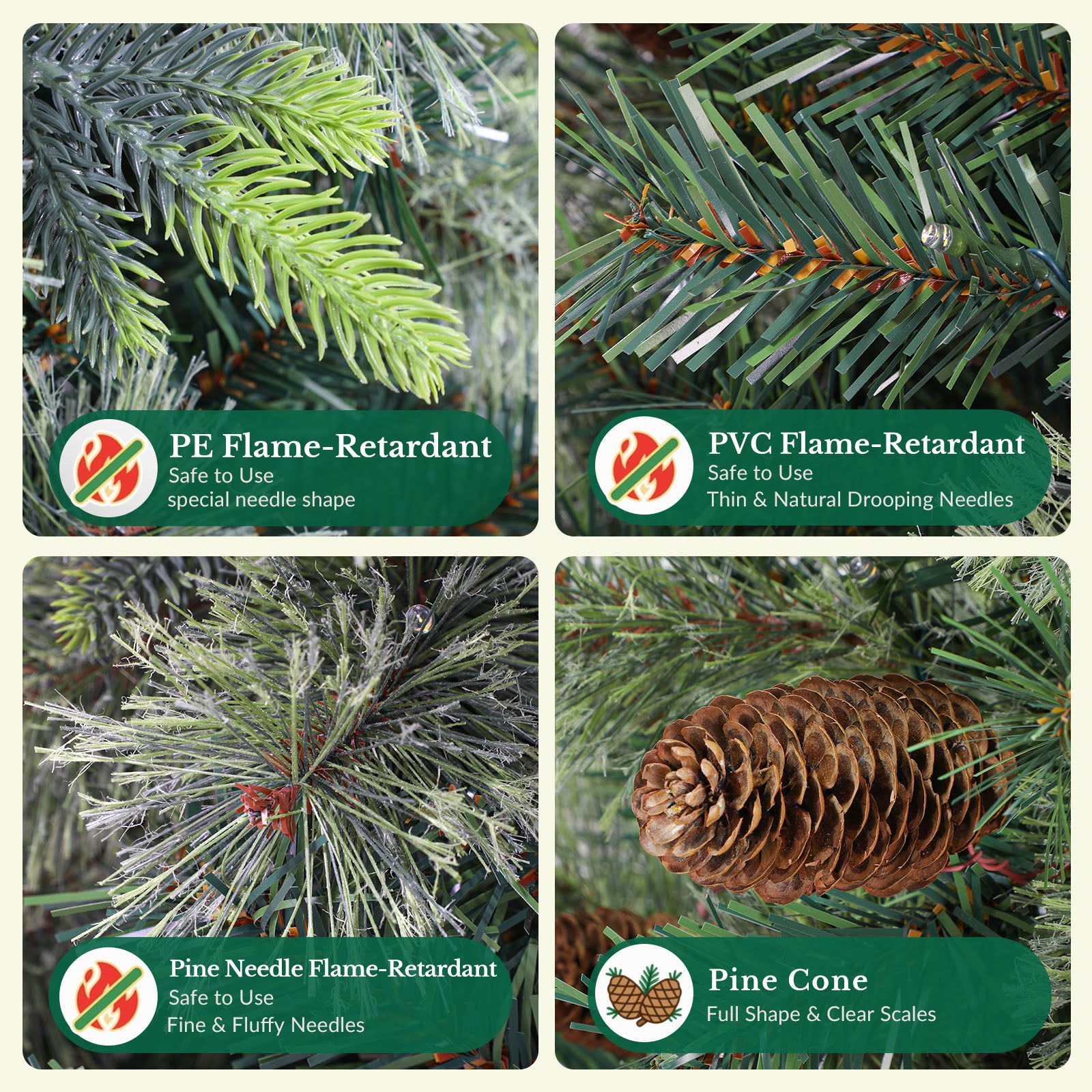 Pre-lit Carolina Pine Artificial Christmas Trees with 2 in 1 Multi-Color LED Lights and Remote