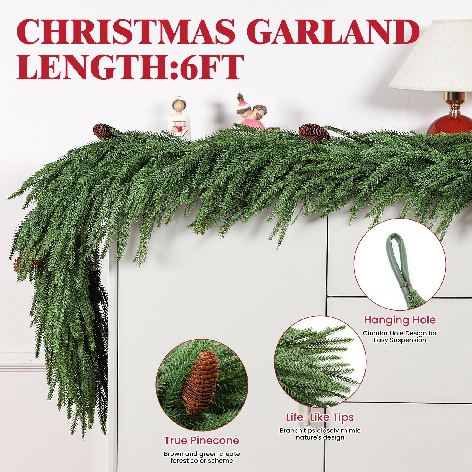 Norfolk Christmas Garland  with Pinecone - SHareconn