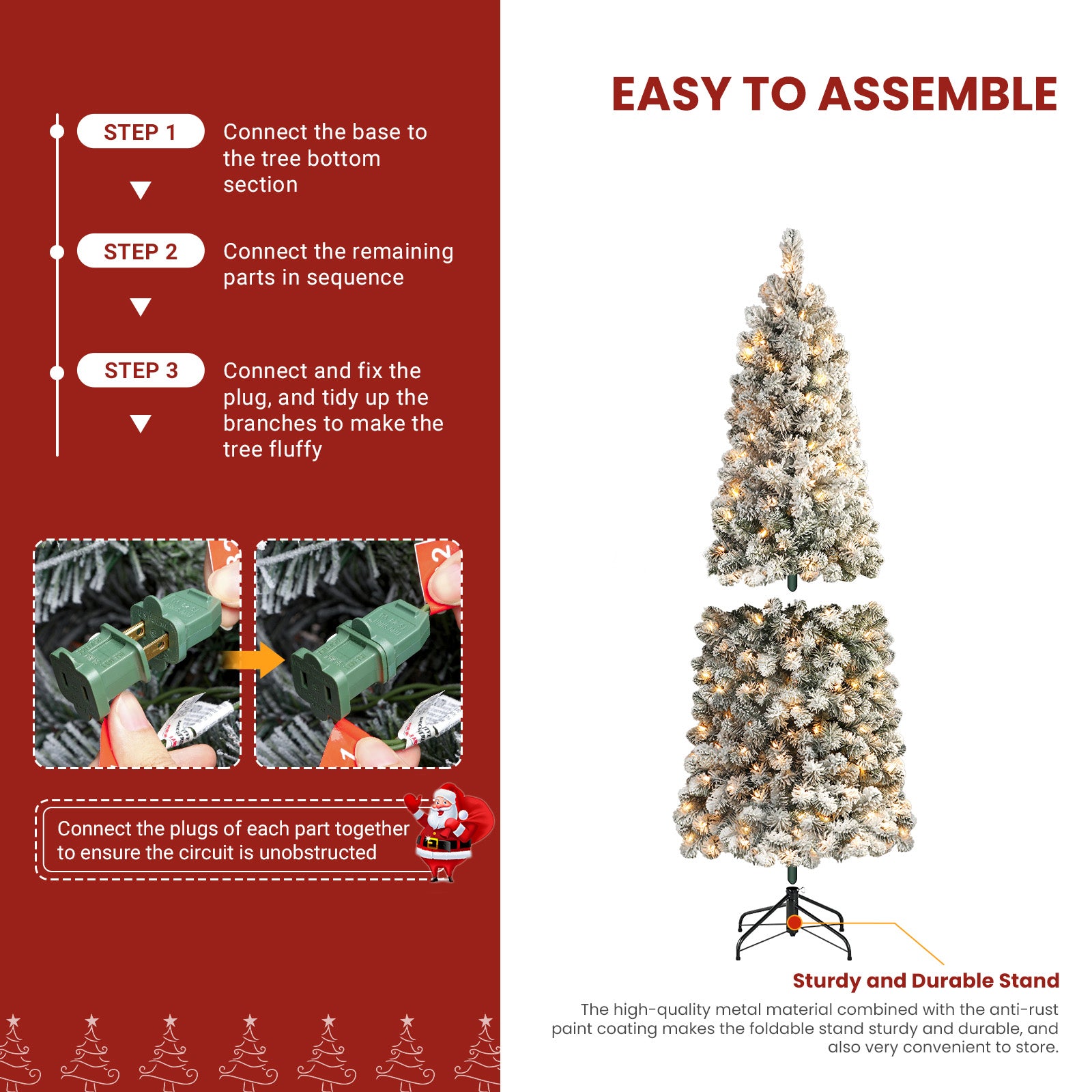 Flocked Spruce Warm White Lights Pencil Artificial Christmas Trees | 5 Sizes Available - SHareconn