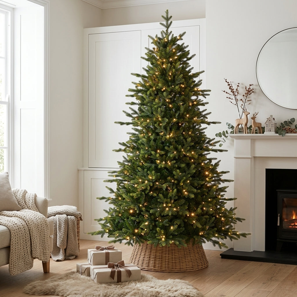 Twinkling Balsam Fir Pre-Lit Artificial Christmas Tree with Multi-Color LED Lights, 17 Mode with Remote | 5/6/7/7.5/8/9FT