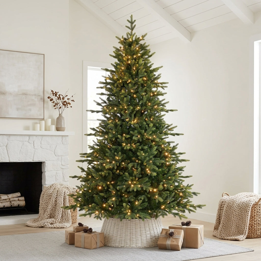 Twinkling Balsam Fir Pre-Lit Artificial Christmas Tree with Multi-Color LED Lights, 17 Mode with Remote | 5/6/7/7.5/8/9FT
