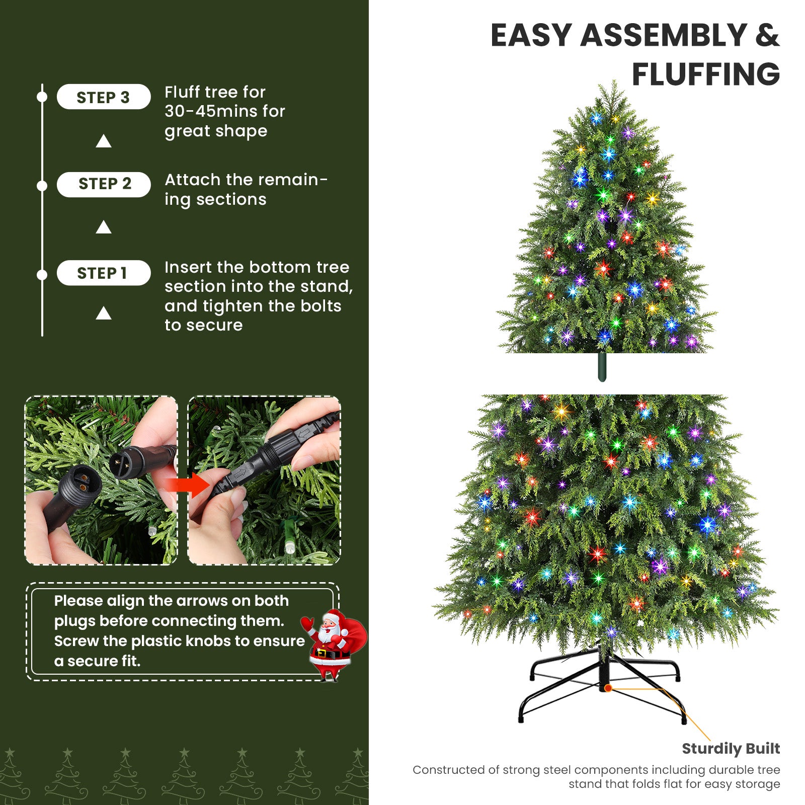 4ft Cypress Spruce Artificial Christmas Tree with RGB Lights - SHareconn