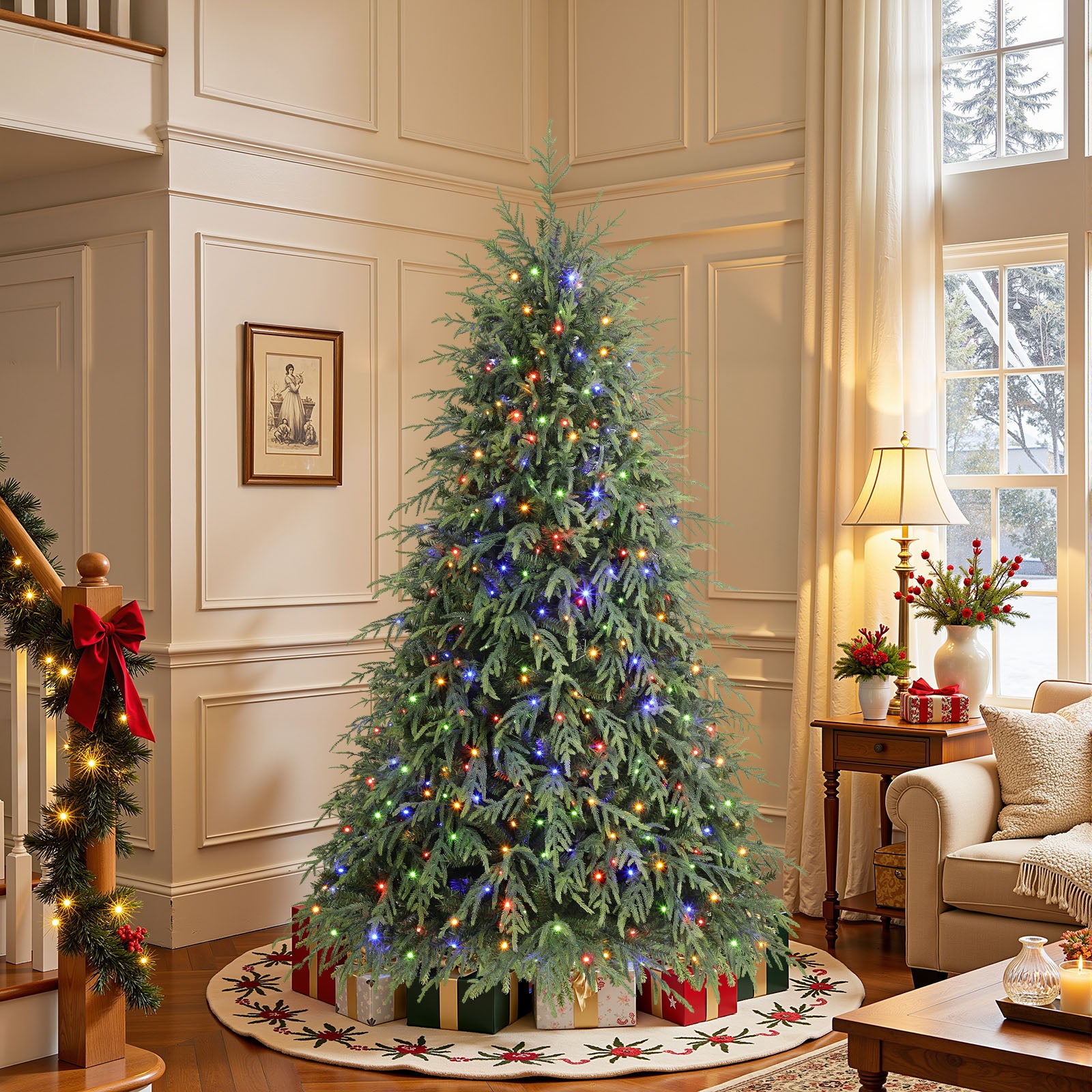 6ft Norfolk Pine Christmas Trees with 17 Modes Multi-Color Lights