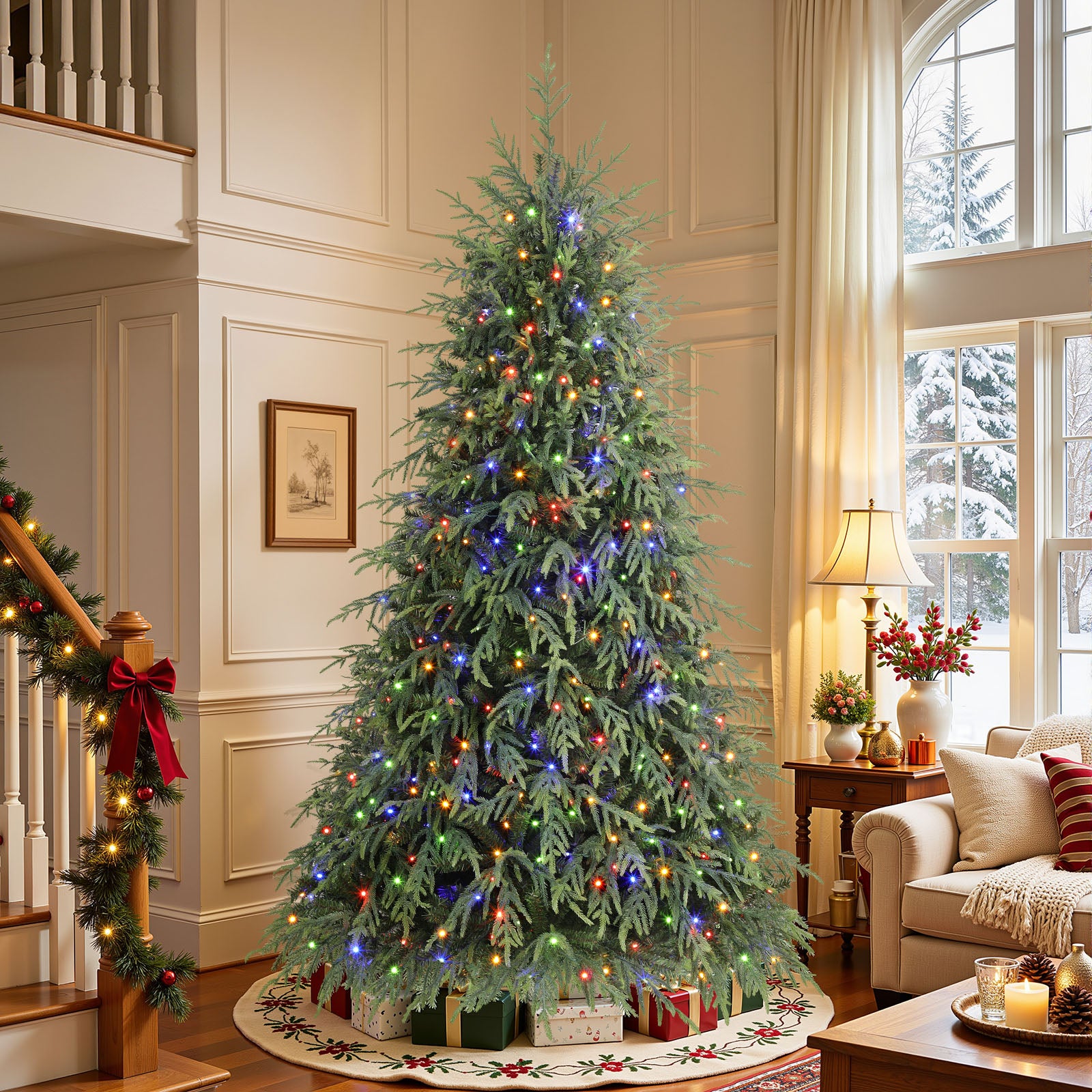 Norfolk Pine Christmas Trees with 17 Modes Multi-Color Lights