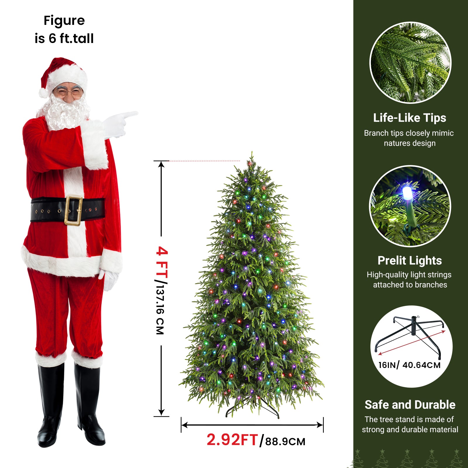 4ft Norfolk Pine Christmas Trees with RGB Lights