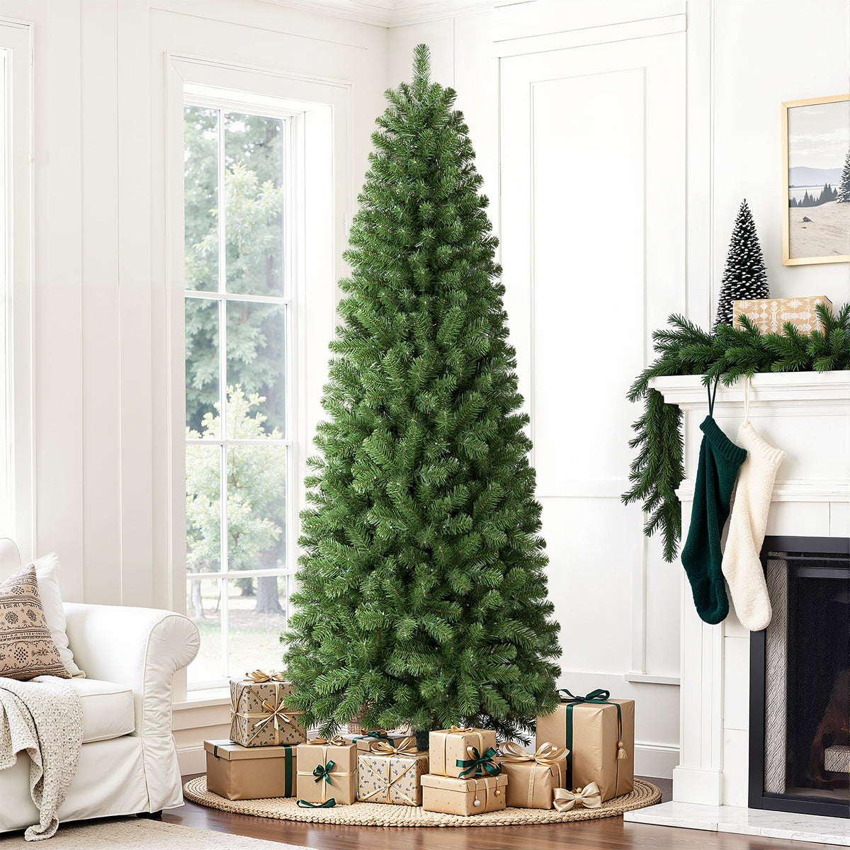 4ft Warm White Lights Classic Artificial Slim Pencil Prelit Christmas Trees