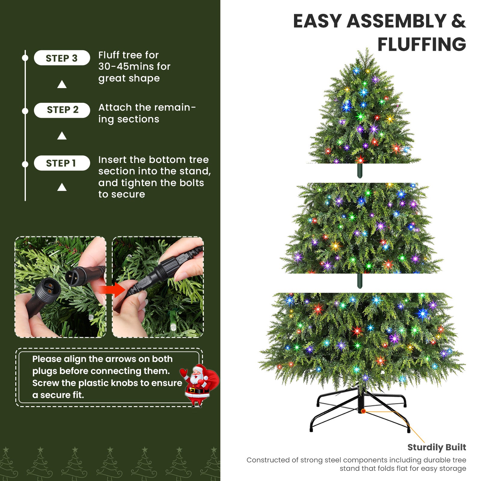 7.5ft Cypress Spruce Artificial Christmas Tree with RGB Lights - SHareconn