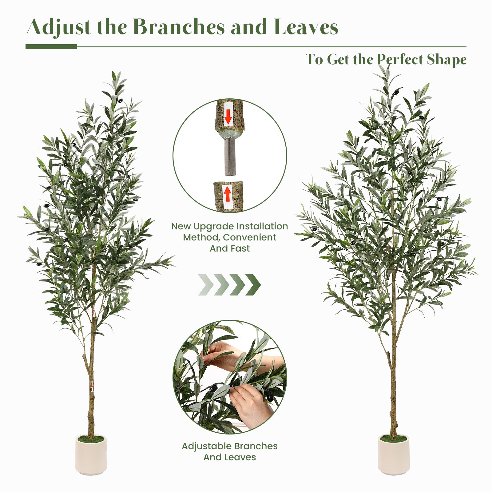6FT Artificial Olive Trees with White Planter - SHareconn