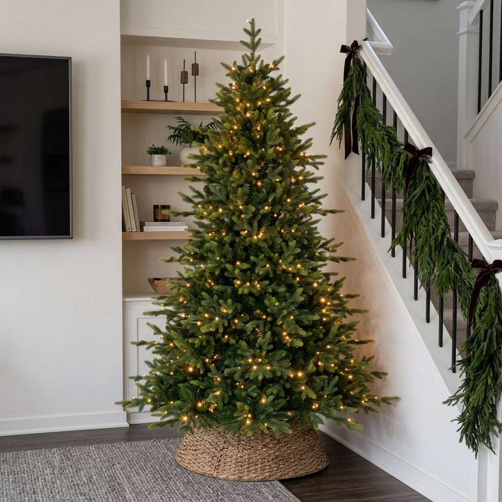 Twinkling Balsam Fir Pre-Lit Artificial Christmas Tree with Multi-Color LED Lights, 17 Mode with Remote | 5/6/7/7.5/8/9FT