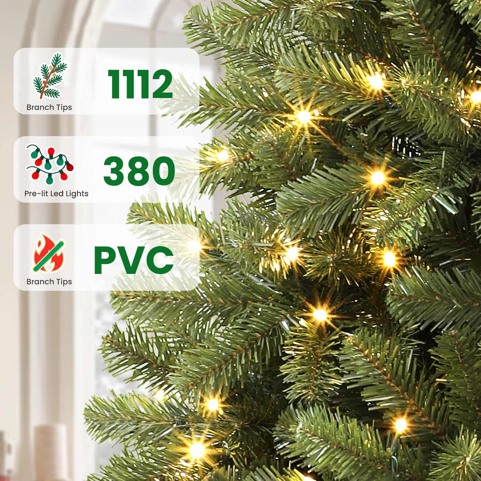Pre-lit Classic Spruce Artificial Christmas Tree with Multi-Color LED Lights