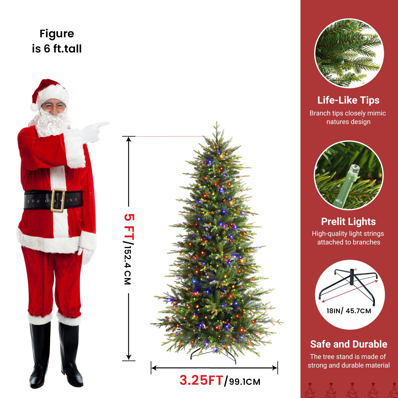 Aspen Slim Noble Fir Christmas Trees with Multi-Color Lights - SHareconn