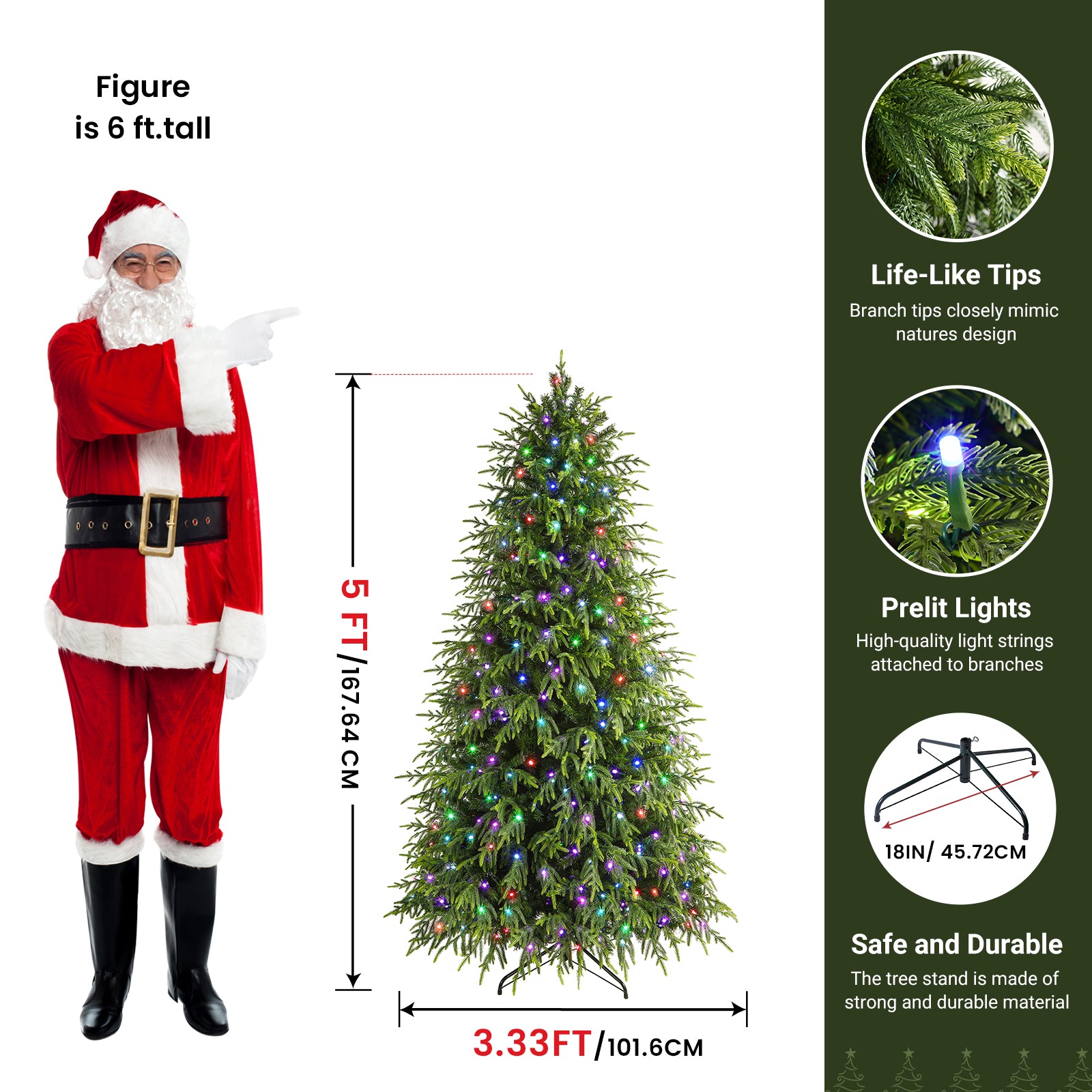 5ft Norfolk Pine Christmas Trees with RGB Lights