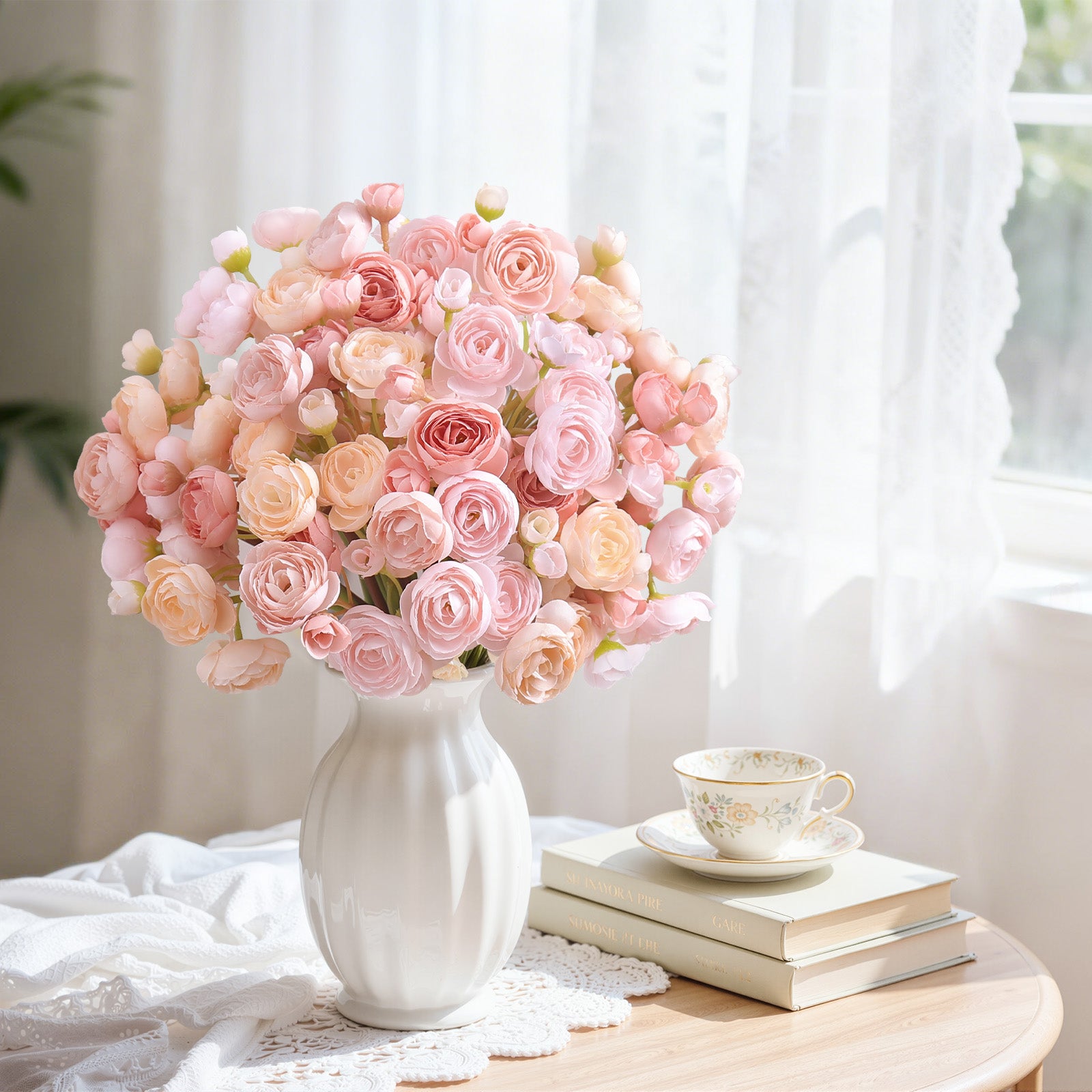 30Pcs Ranunculus Artificial Flowers Faux Silk Mini Ranunculus