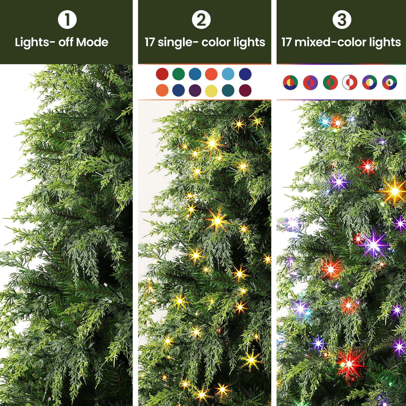 7.5ft Cypress Spruce Artificial Christmas Tree with RGB Lights - SHareconn