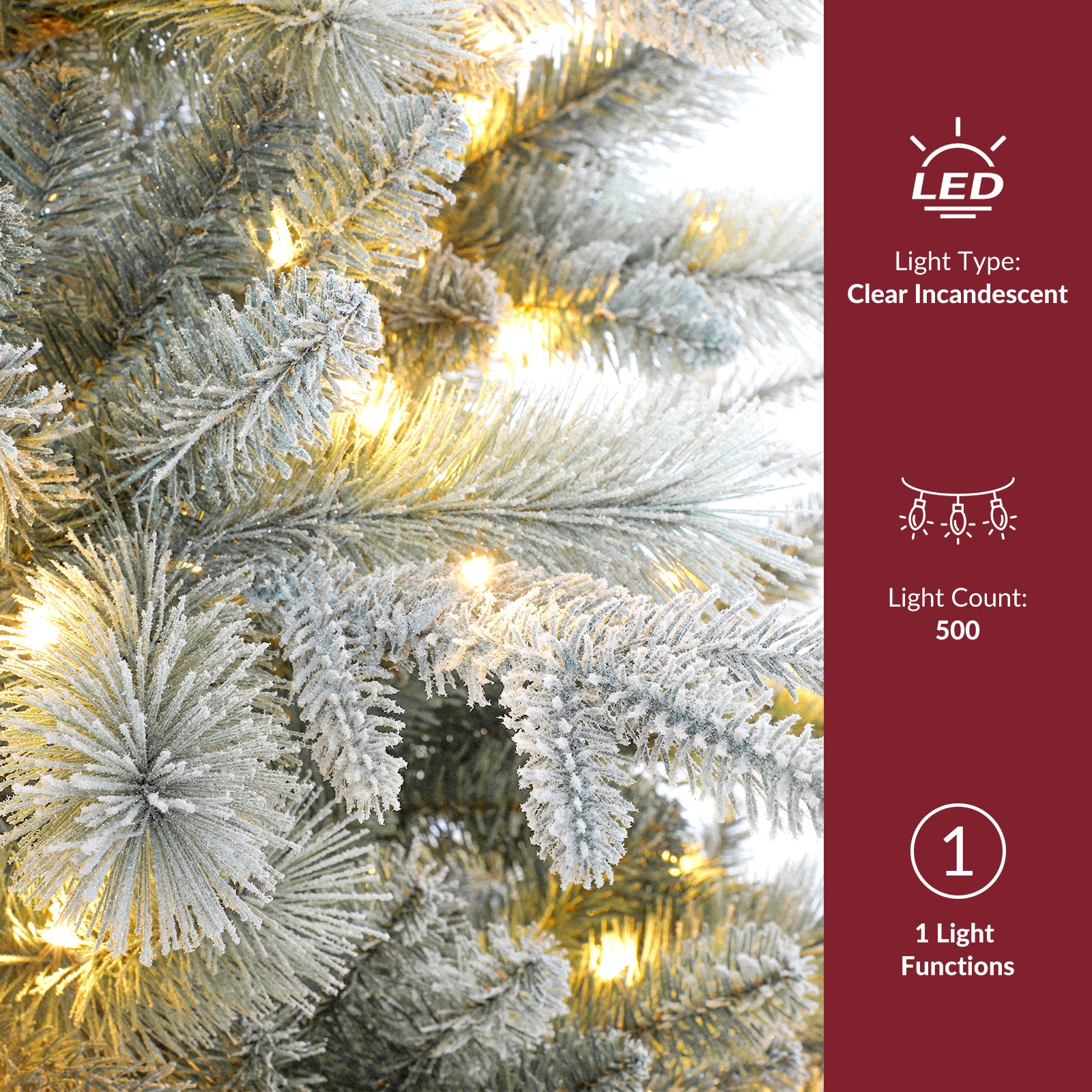 7.5ft Premium Flocked Princess Pine Christmas Tree - 500 Pre-Lit Clear Twinkle Lights & 3338 Lifelike Tips