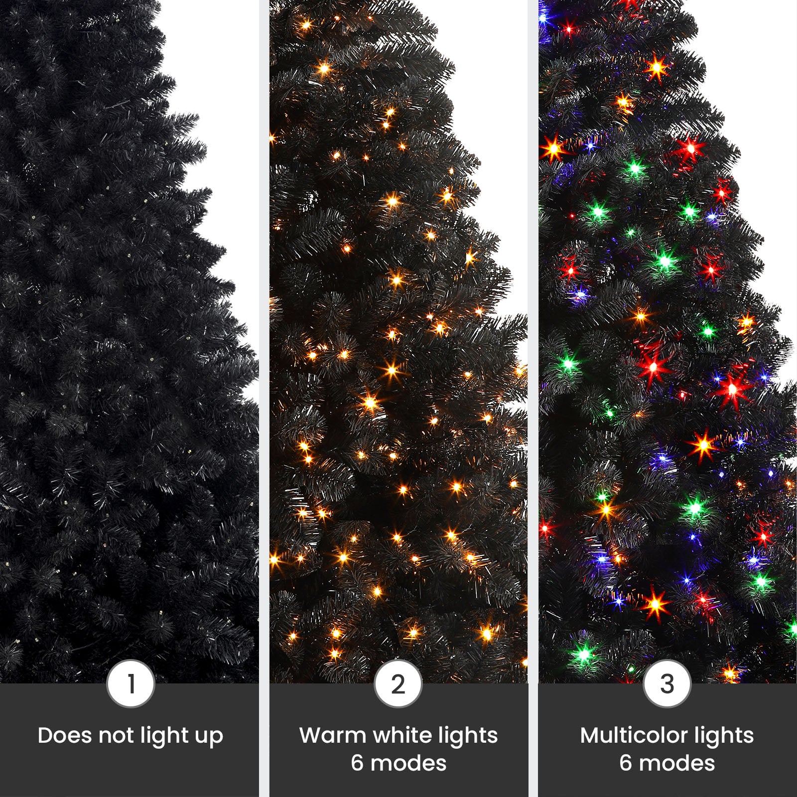 6ft Prelit Artificial Black Christmas Tree with 330 LED Color-Changing Lights and Remote - SHareconn