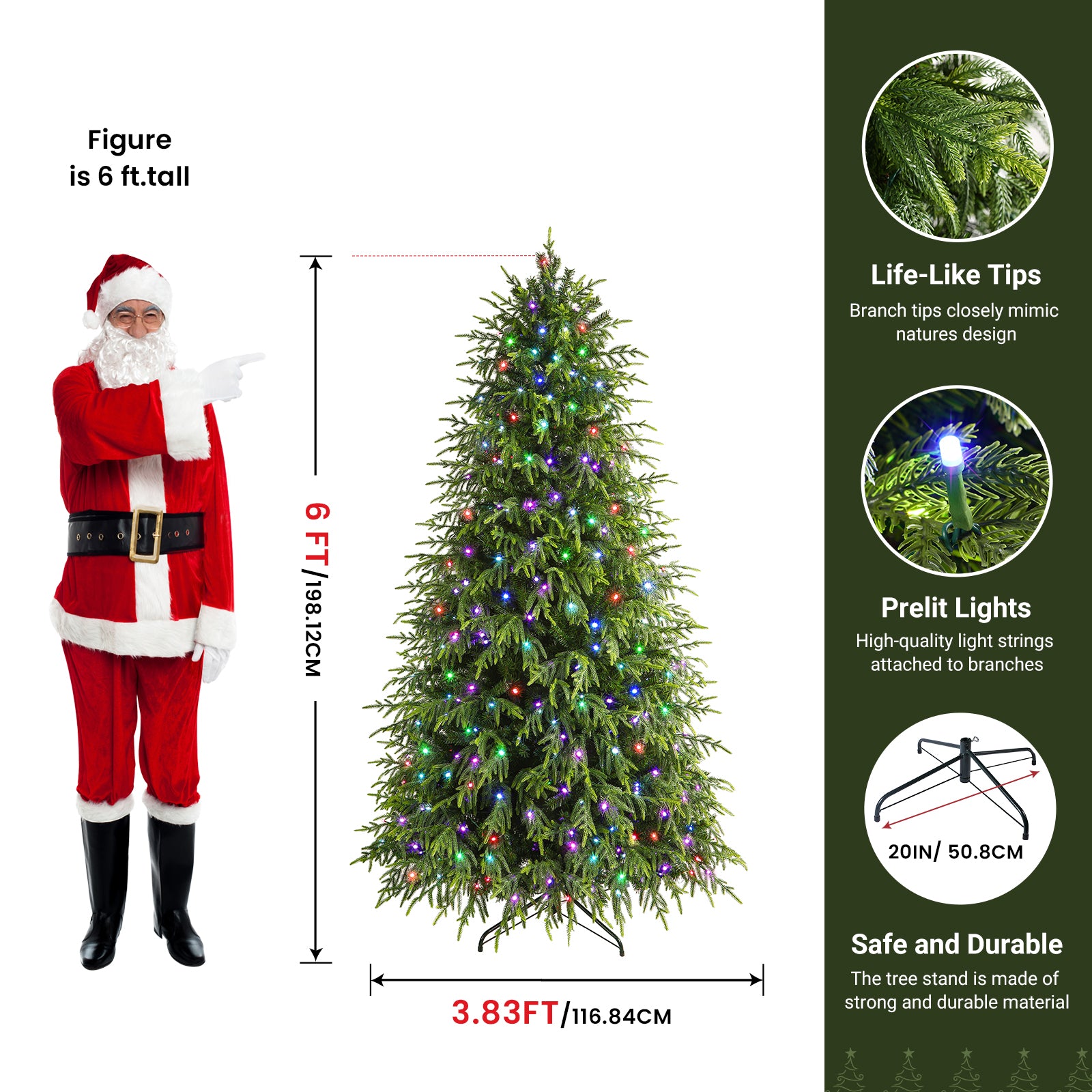 6ft Norfolk Pine Christmas Trees with RGB Lights