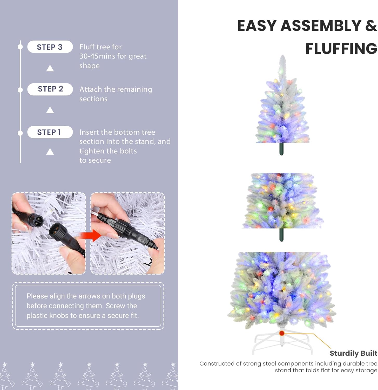 Pre-lit White Spruce Artificial Slim Pencil Christmas Tree with Multi-Color Lights