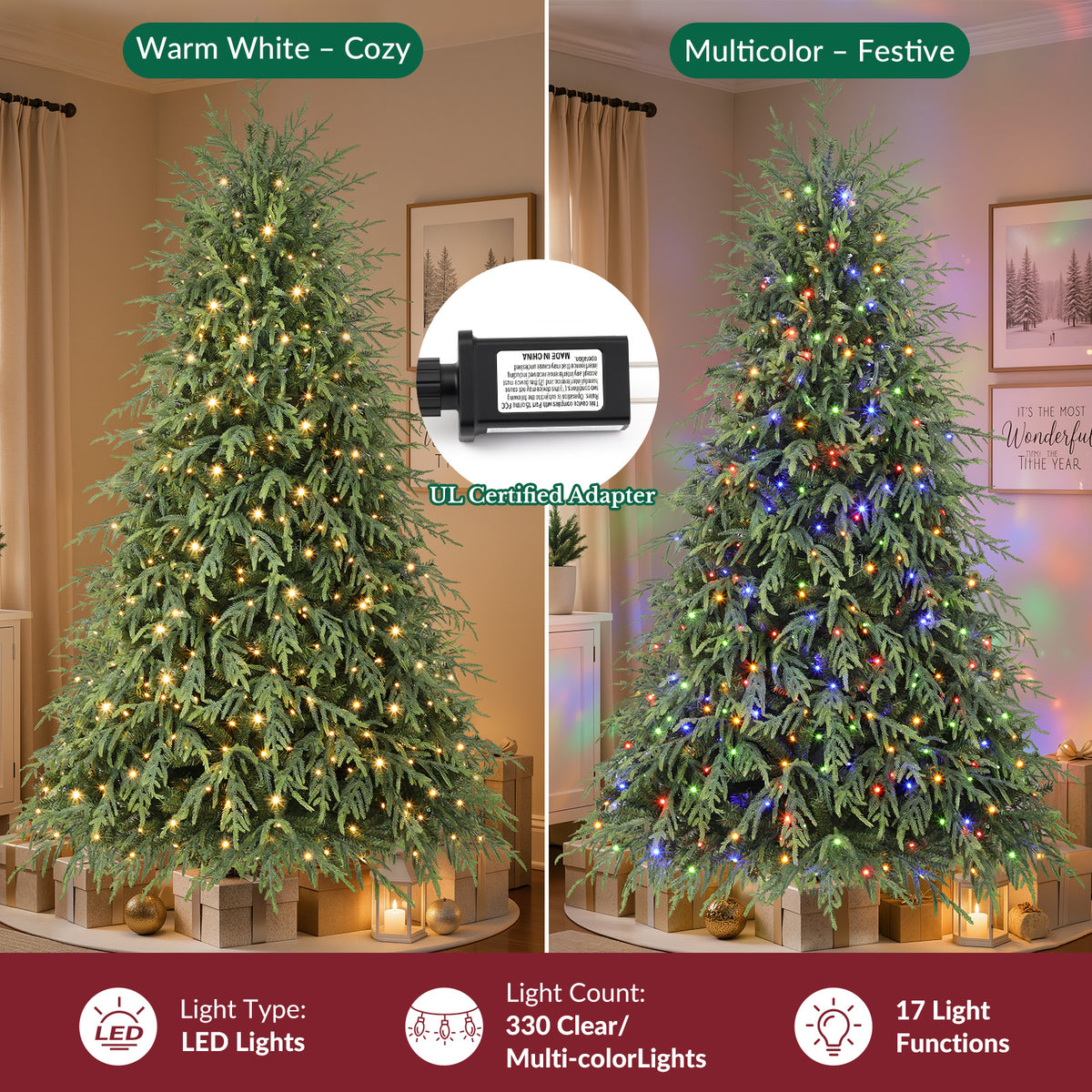 6ft Norfolk Pine Christmas Trees with 17 Modes Multi-Color Lights