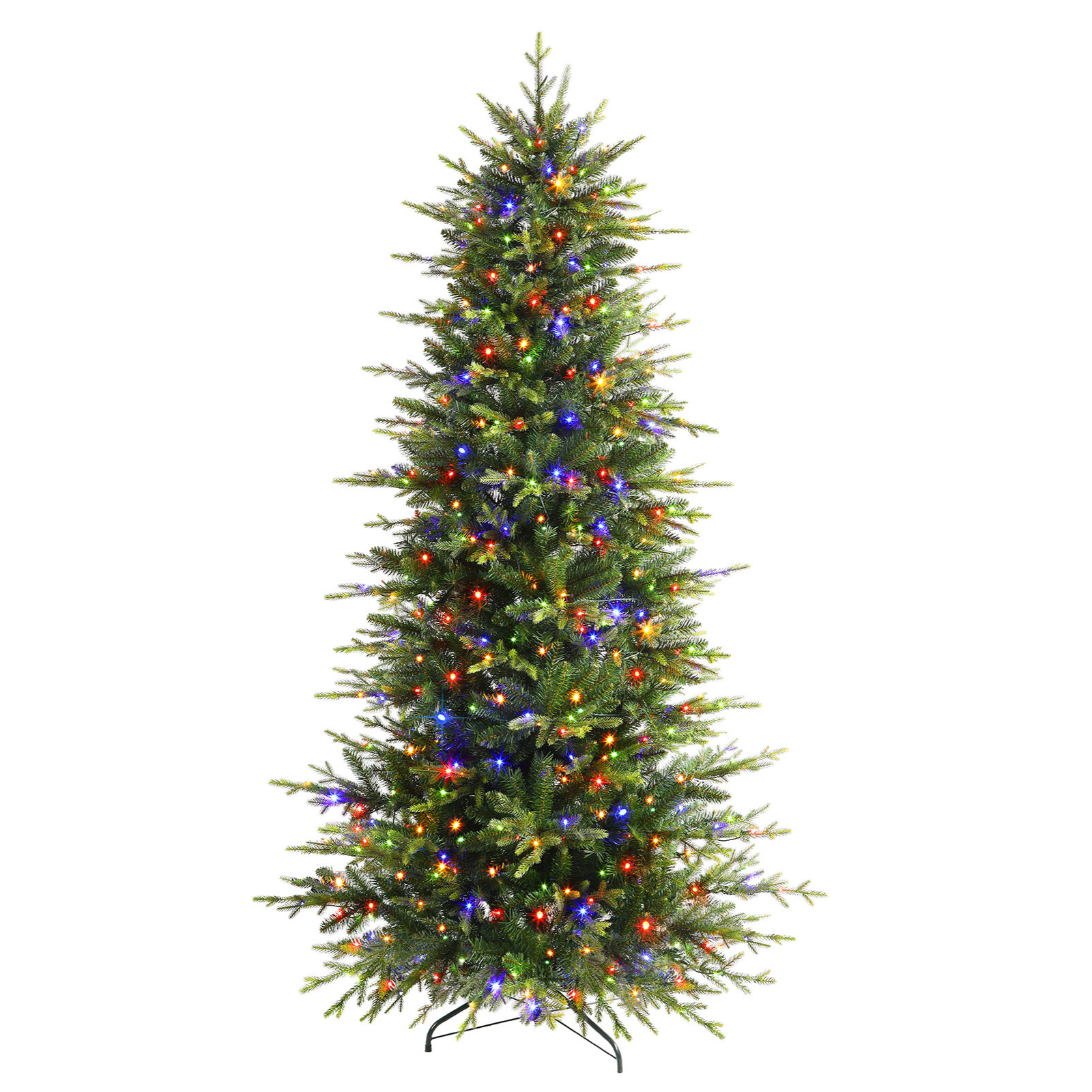 Aspen Slim Noble Fir Christmas Trees with Multi-Color Lights - SHareconn