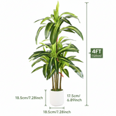 Artificial Dracaena tree by SHareconn, 4 to 6 ft tall, faux indoor plant with white planter, lush green leaves and realistic appearance.
