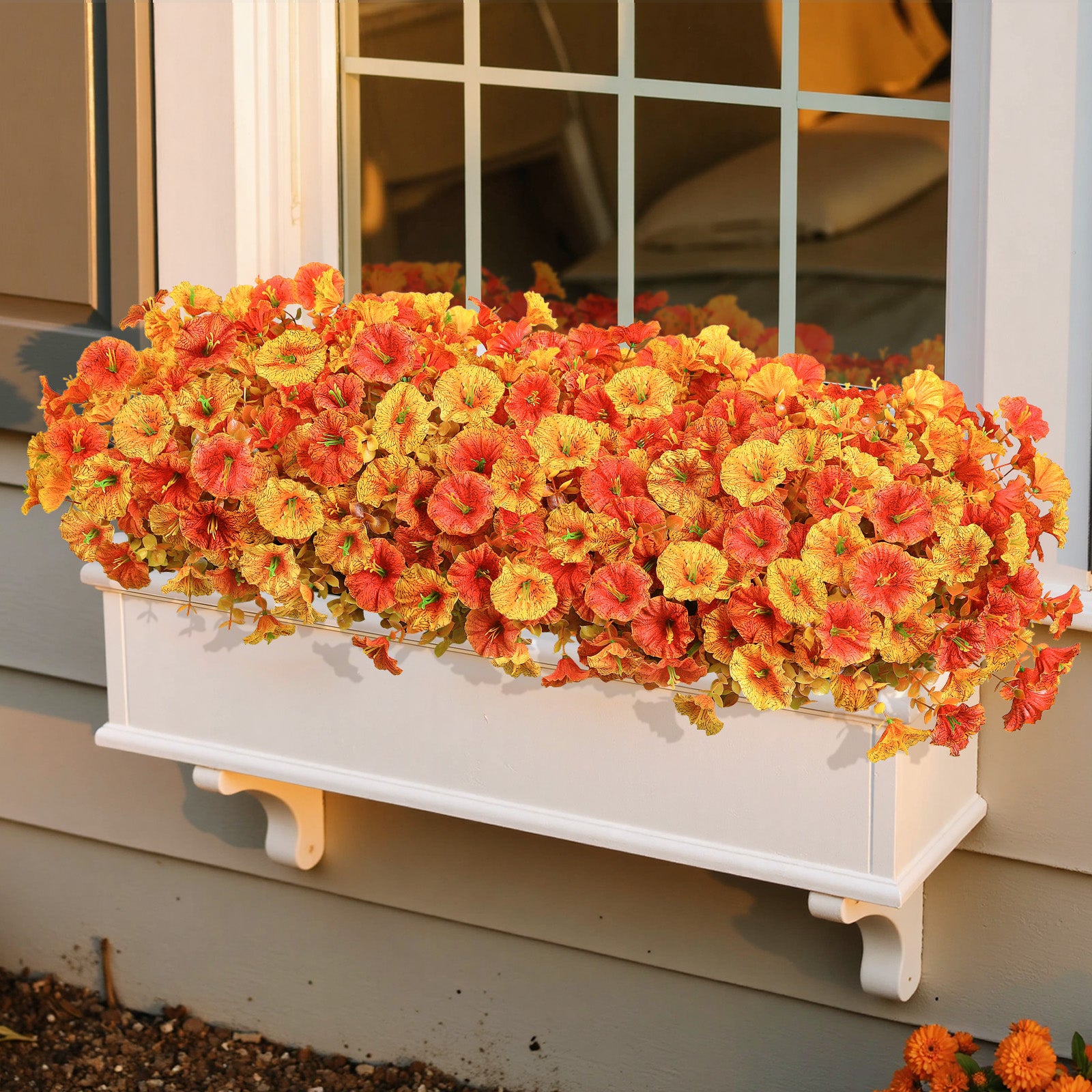 20 Bundles Outdoors Autumn UV Resistant Silk Colorful Morning Glory Realistic Faux Flowers