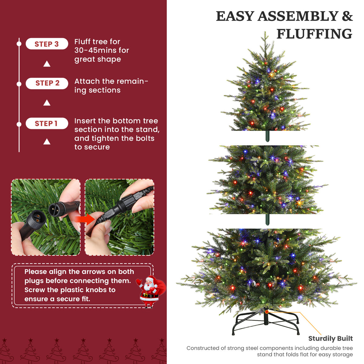 Aspen Slim Noble Fir Christmas Trees with 2 in 1 Warm White&Multi-Color Lights
