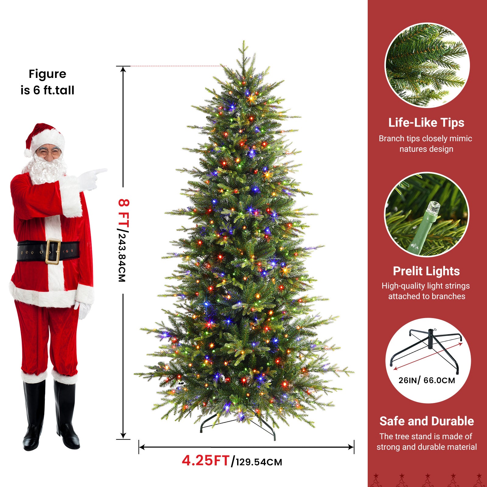 Aspen Slim Noble Fir Christmas Trees with Multi-Color Lights - SHareconn