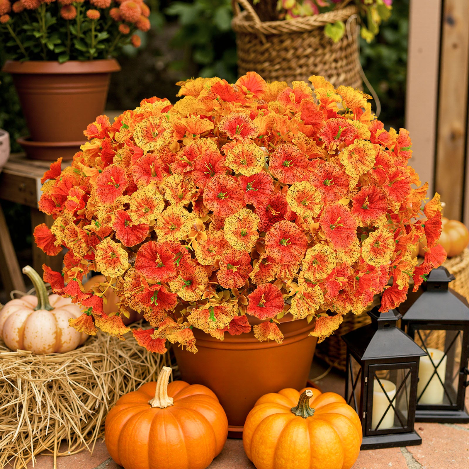 20 Bundles Outdoors Autumn UV Resistant Silk Colorful Morning Glory Realistic Faux Flowers