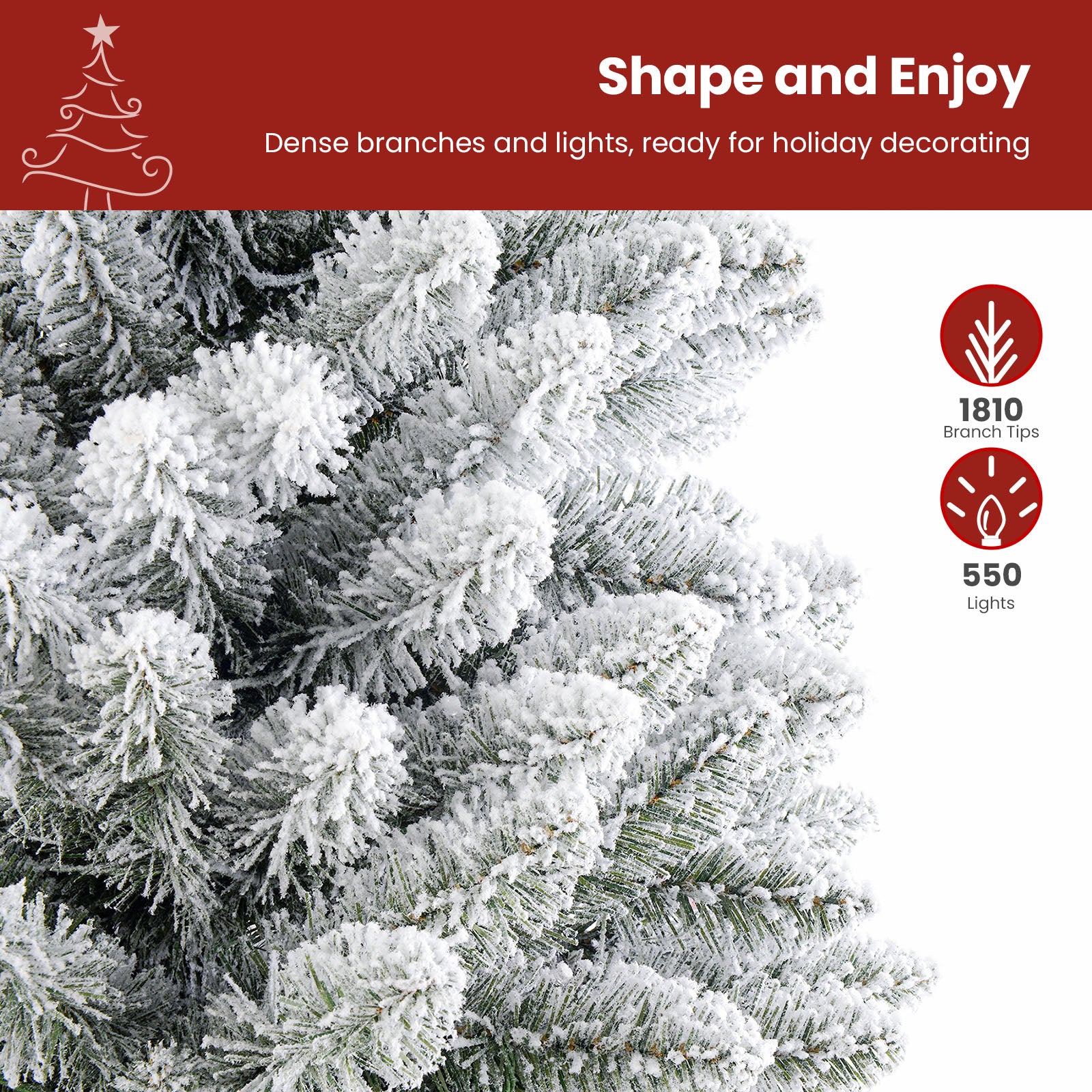 Pre-lit White Flocked Spruce Artificial Christmas Trees with Warm White Lights - SHareconn