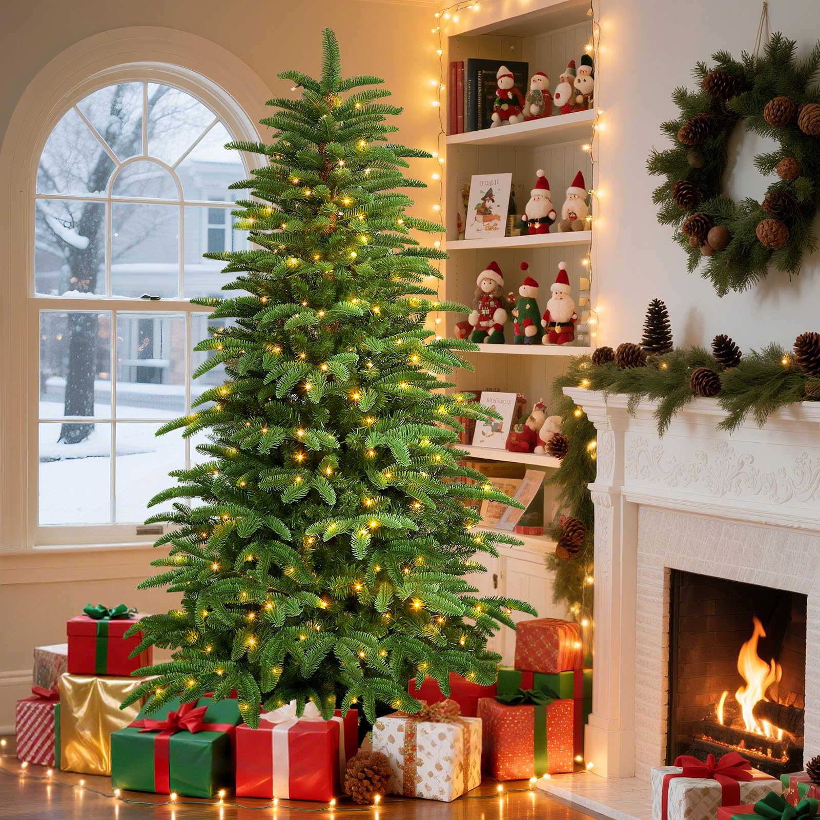 6ft Prelit Artificial Realistic Christmas Tree with RGB Lights and Remote
