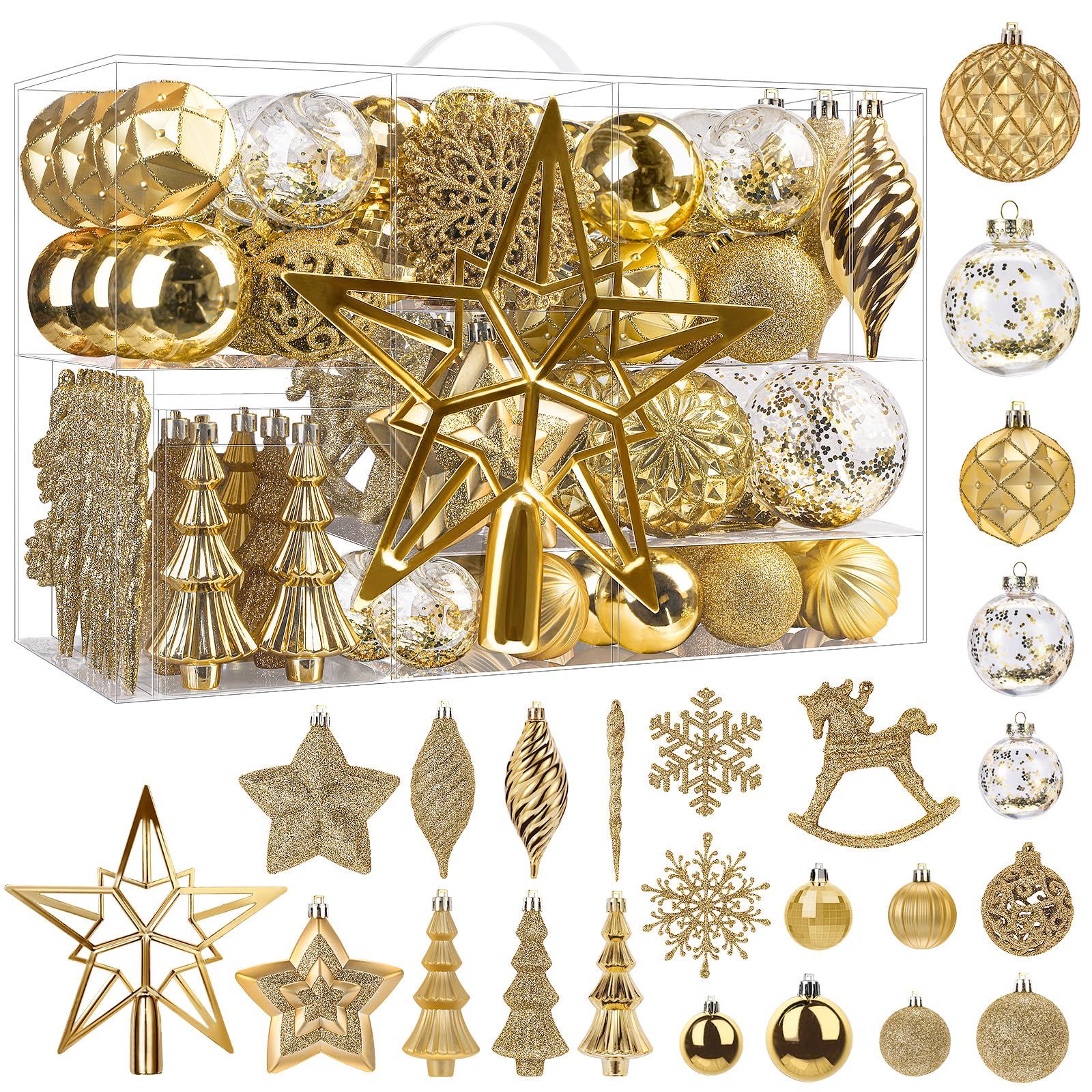 100PCS Christmas Balls Ornaments Set, Gold