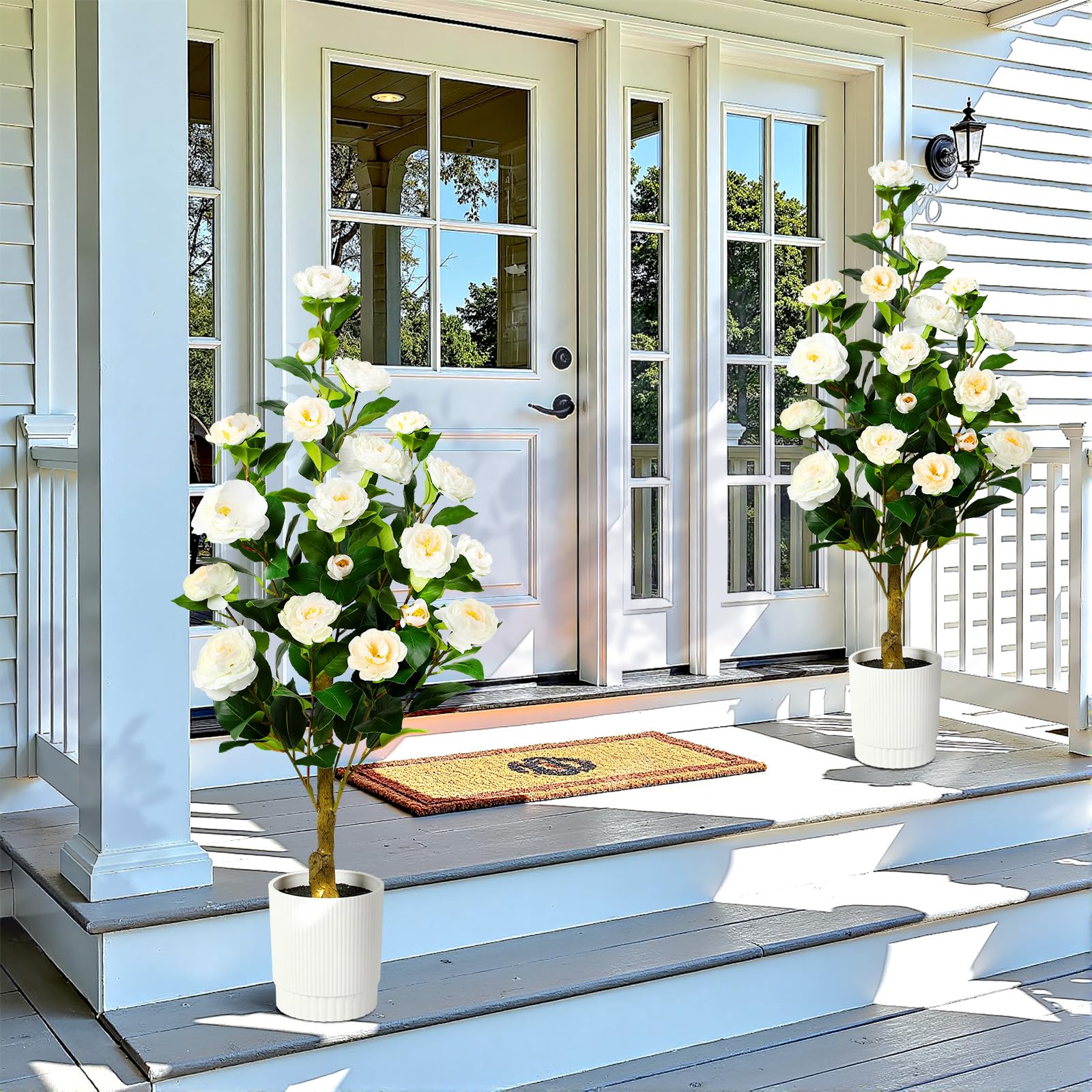 2 Pack Artificial Camellia Tree-White - SHareconn