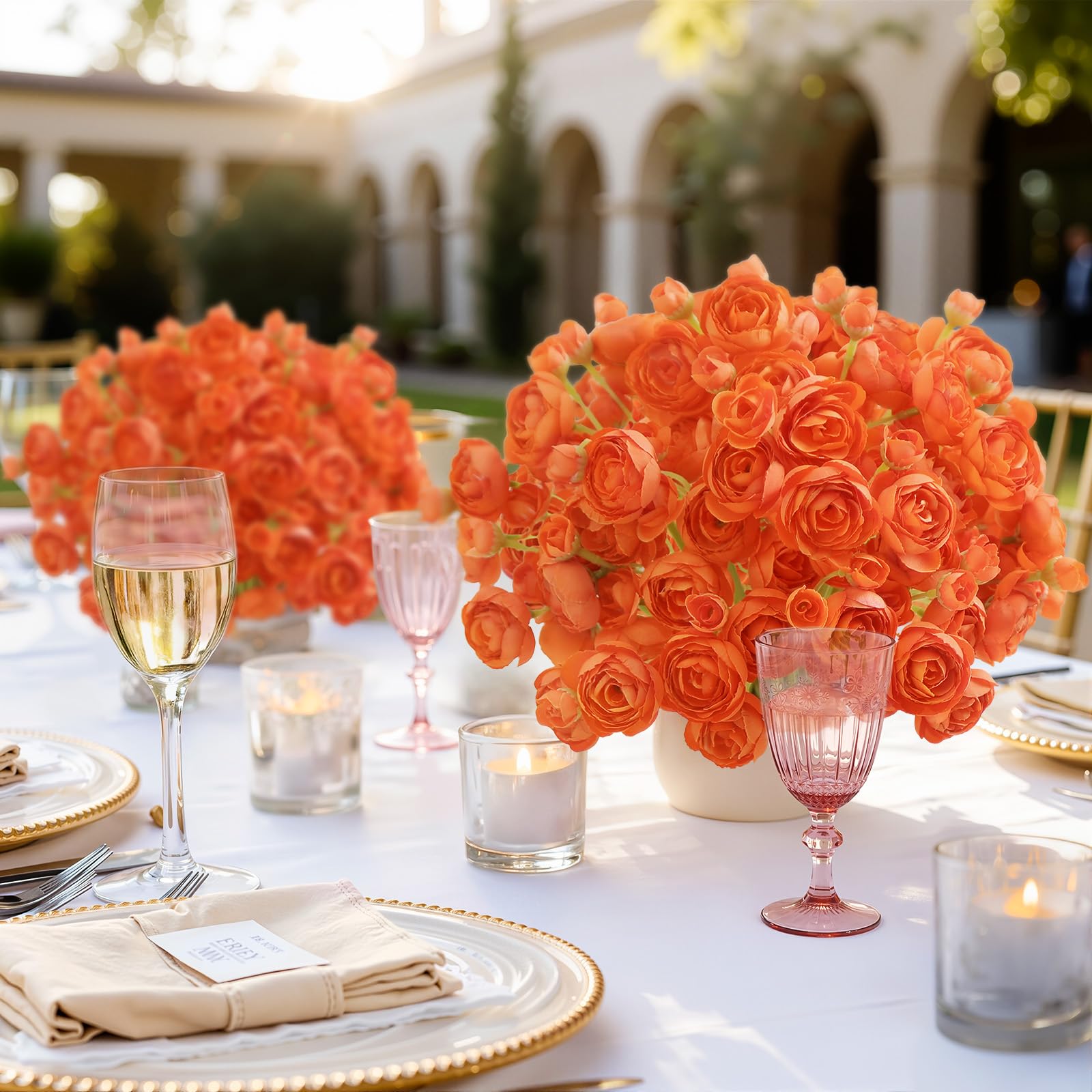 30Pcs Burnt Orange Ranunculus Artificial Flowers