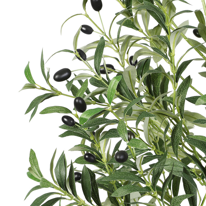 Tall 6ft artificial olive tree by SHareconn in a white pot, featuring lifelike green leaves and realistic faux silk foliage.