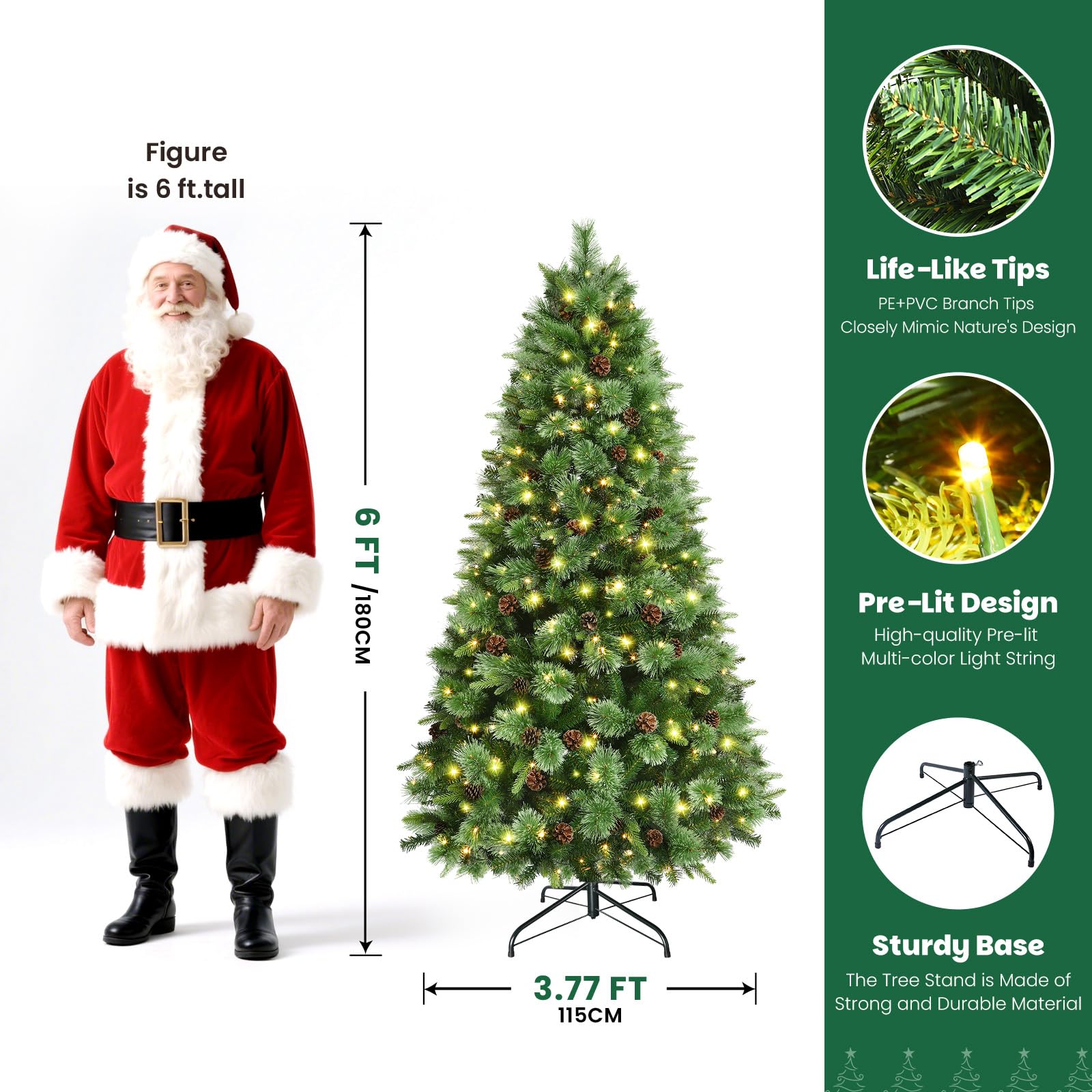 7ft Prelit Multi-Color Lights Carolina Pine Artificial Christmas Trees with Remote - SHareconn