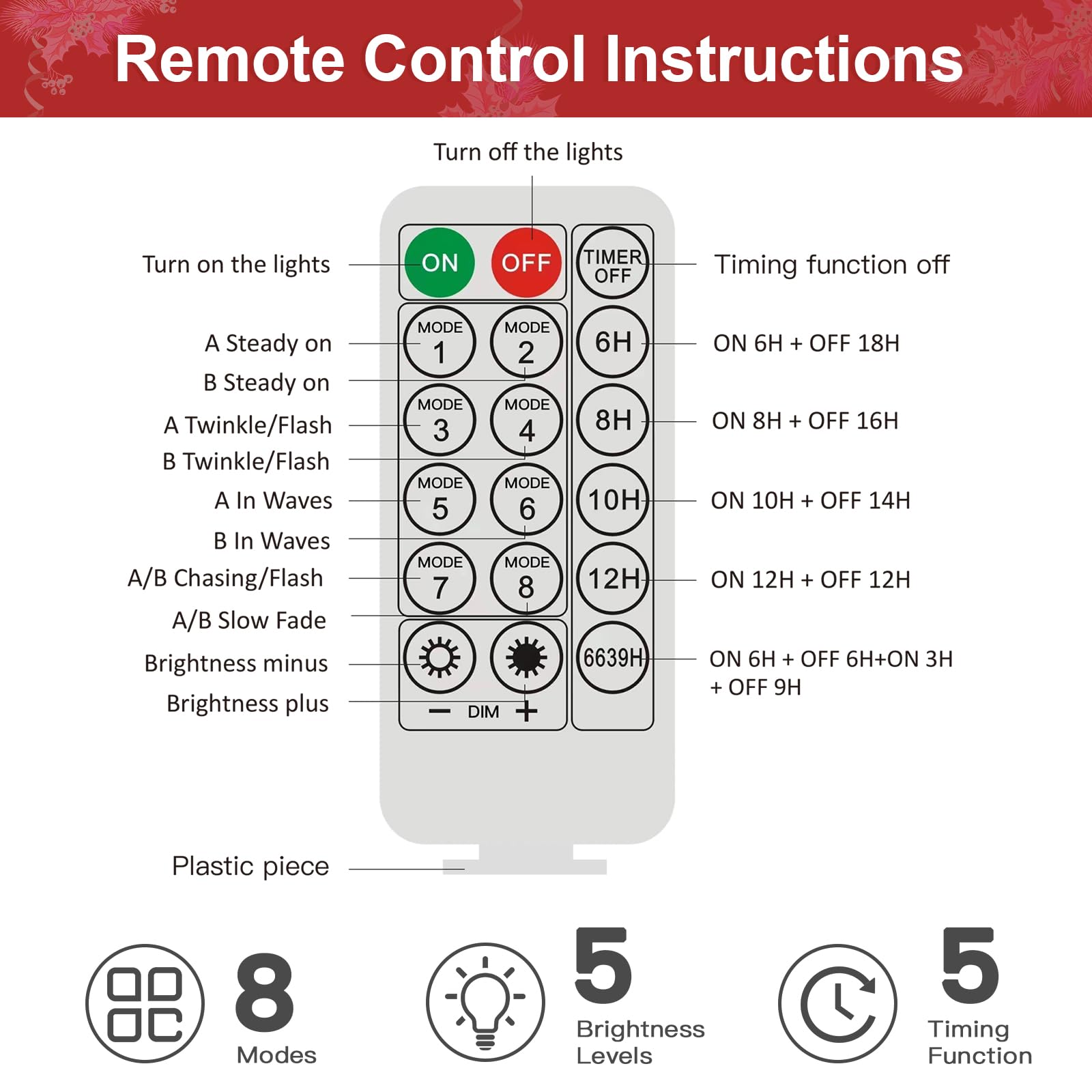 9FT Color Changing Prelit Lights Artificial Christmas Garland with Timer by Remote Control - SHareconn